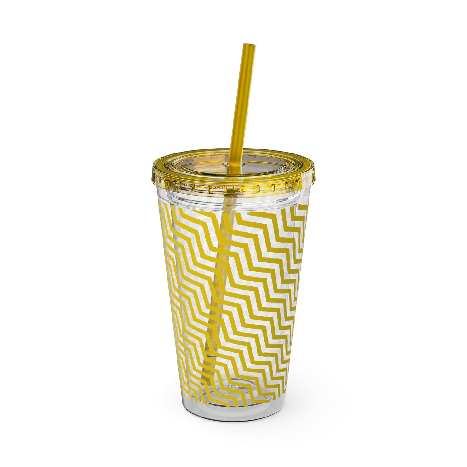 Sunsplash Tumbler with Straw, 16oz- Yellow