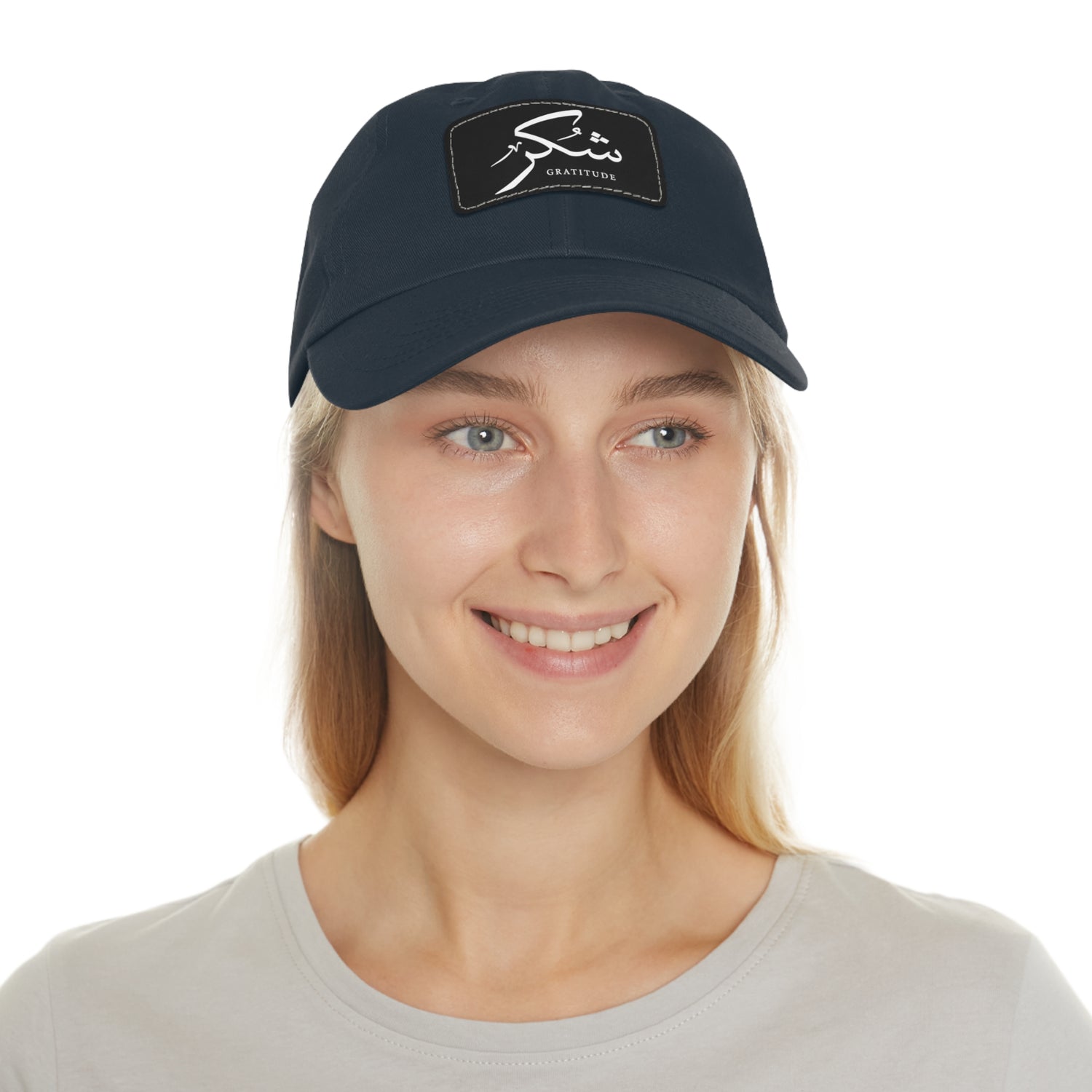 Hat with Leather Patch, "Gratitude"