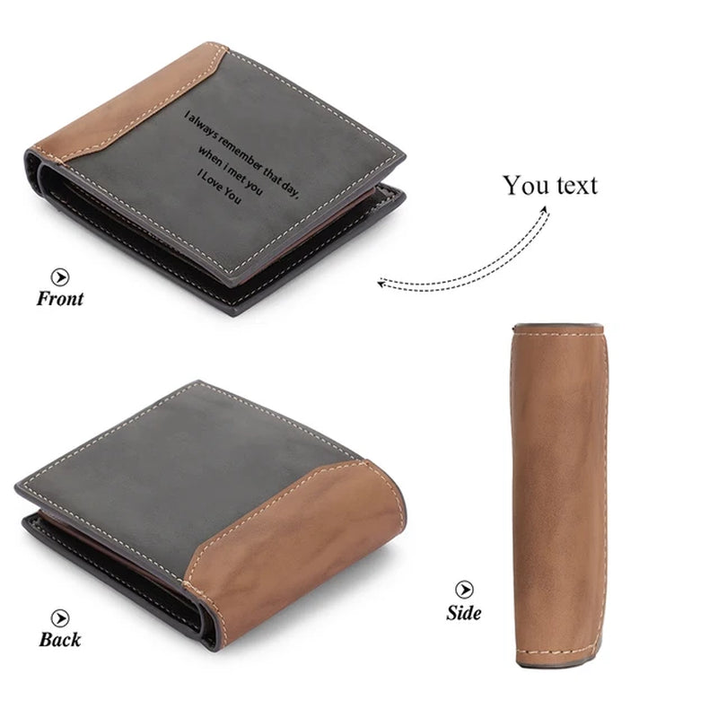 Custom Name Picture Card Holder Wallet Bifold Wallet for Men Gift for Husband Father&