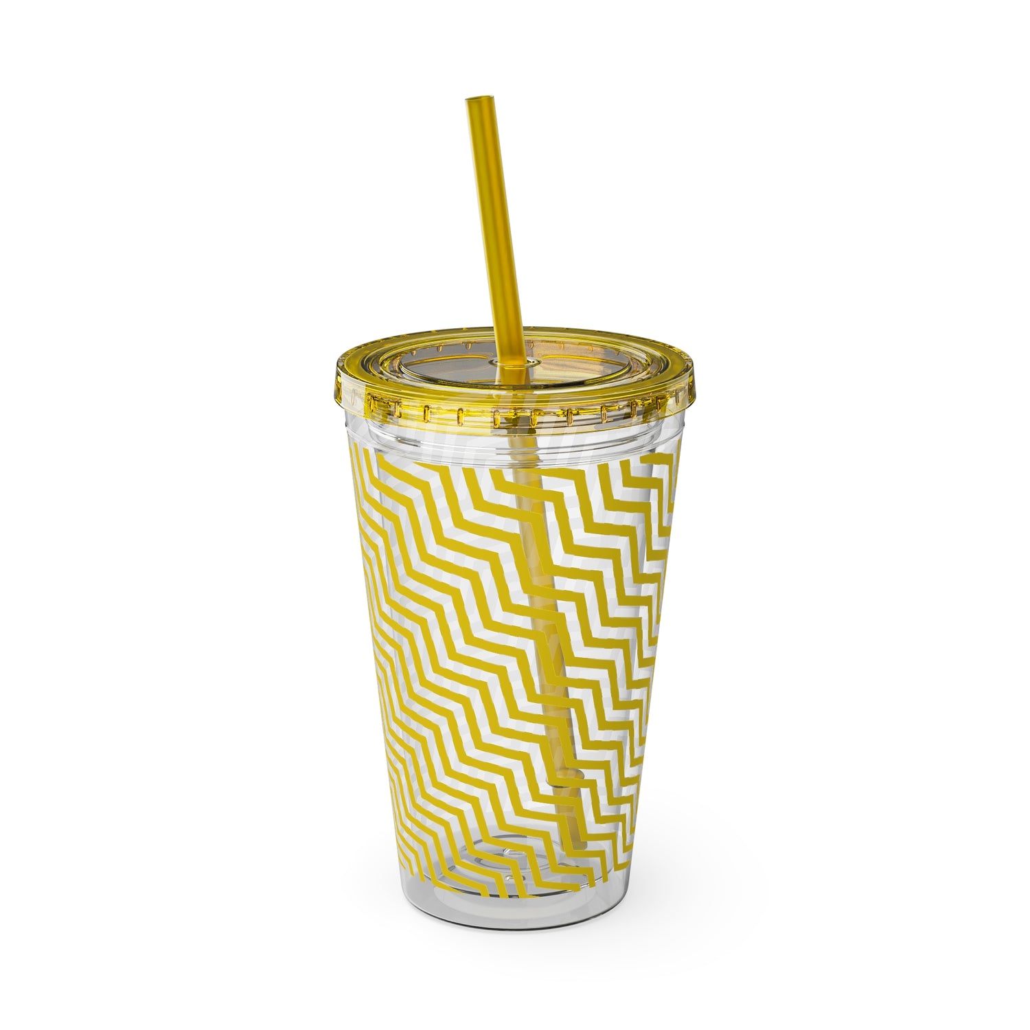 Sunsplash Tumbler with Straw, 16oz- Yellow