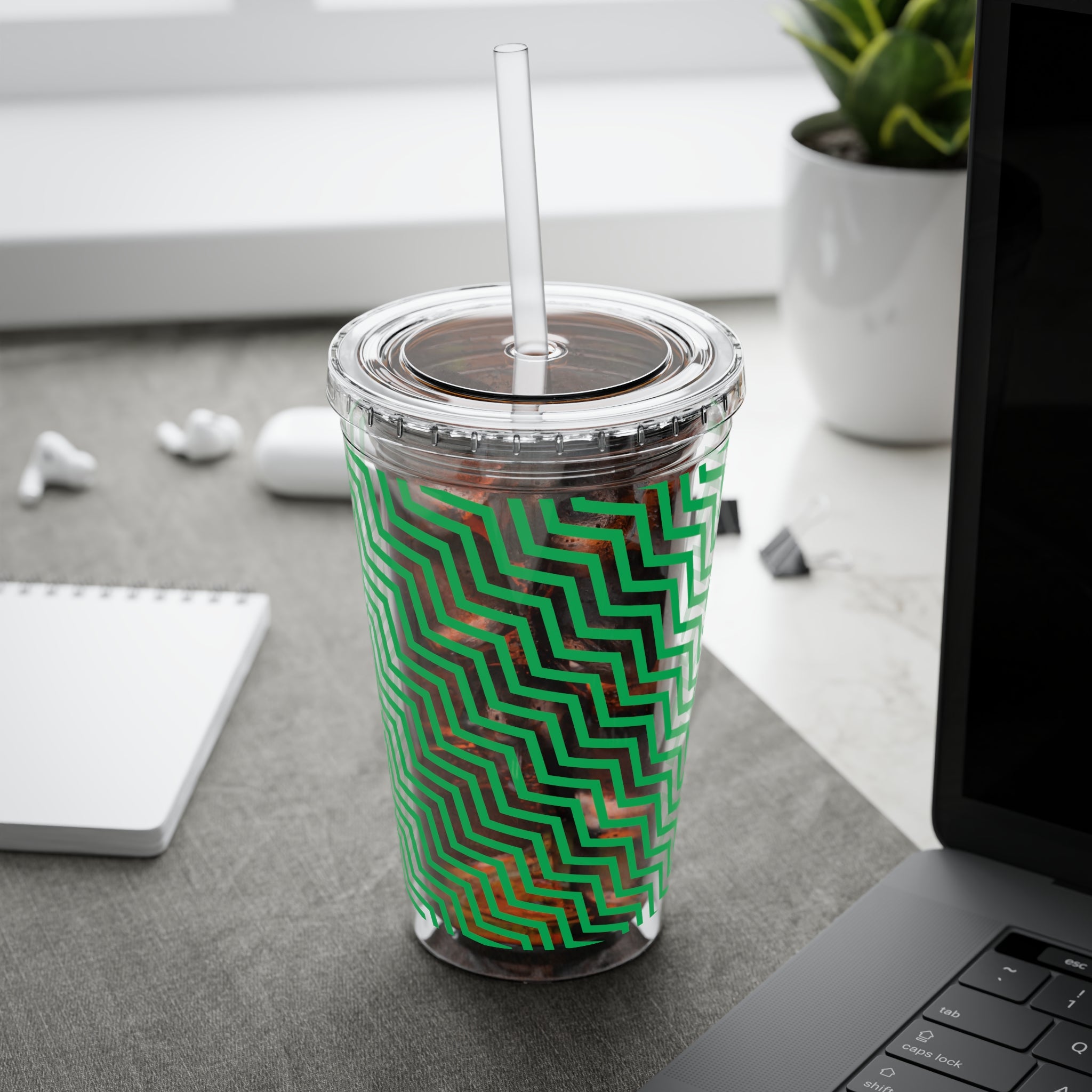 Sunsplash Tumbler with Straw, 16oz- Green