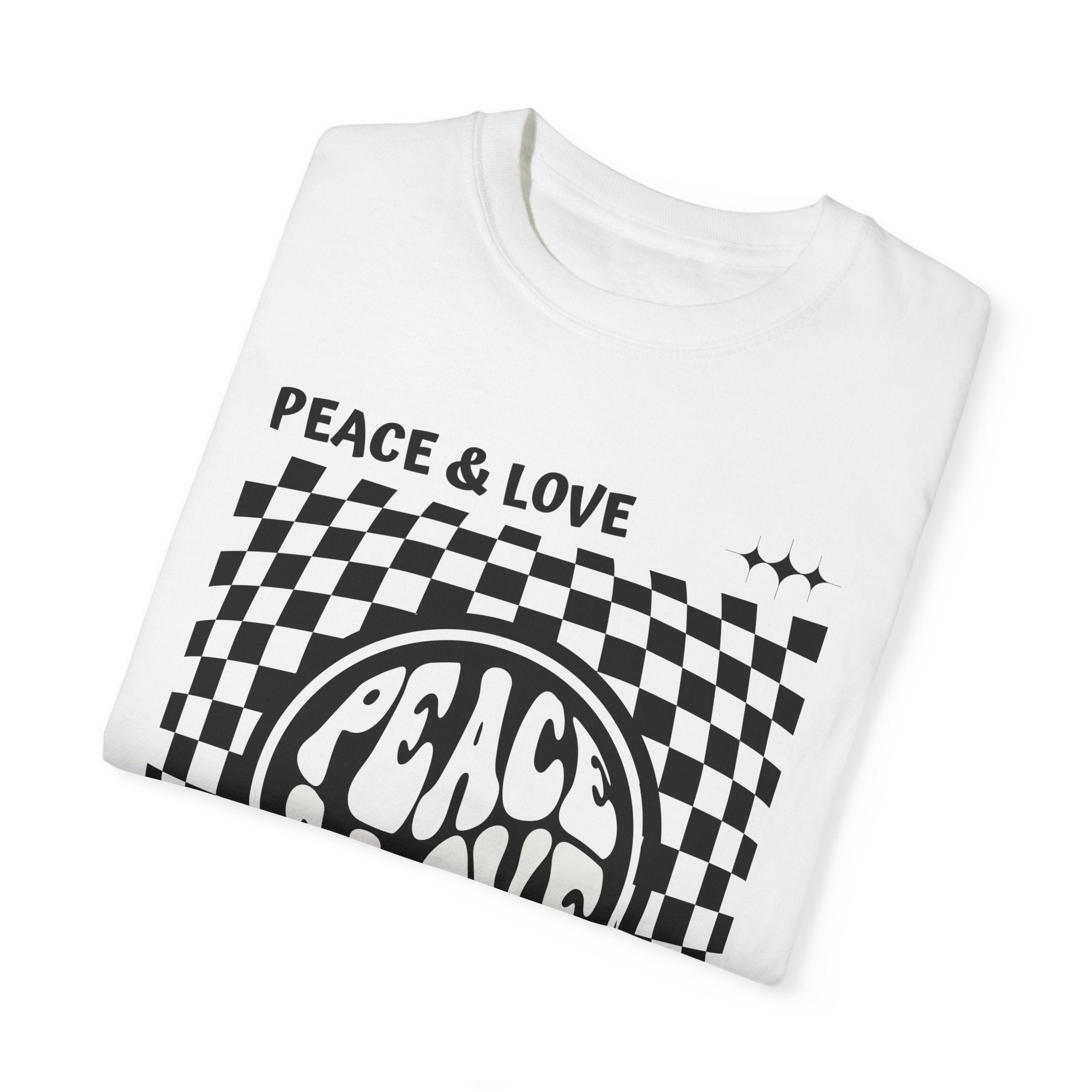 "Peace & Love" Garment-Dyed T-shirt Black/white
