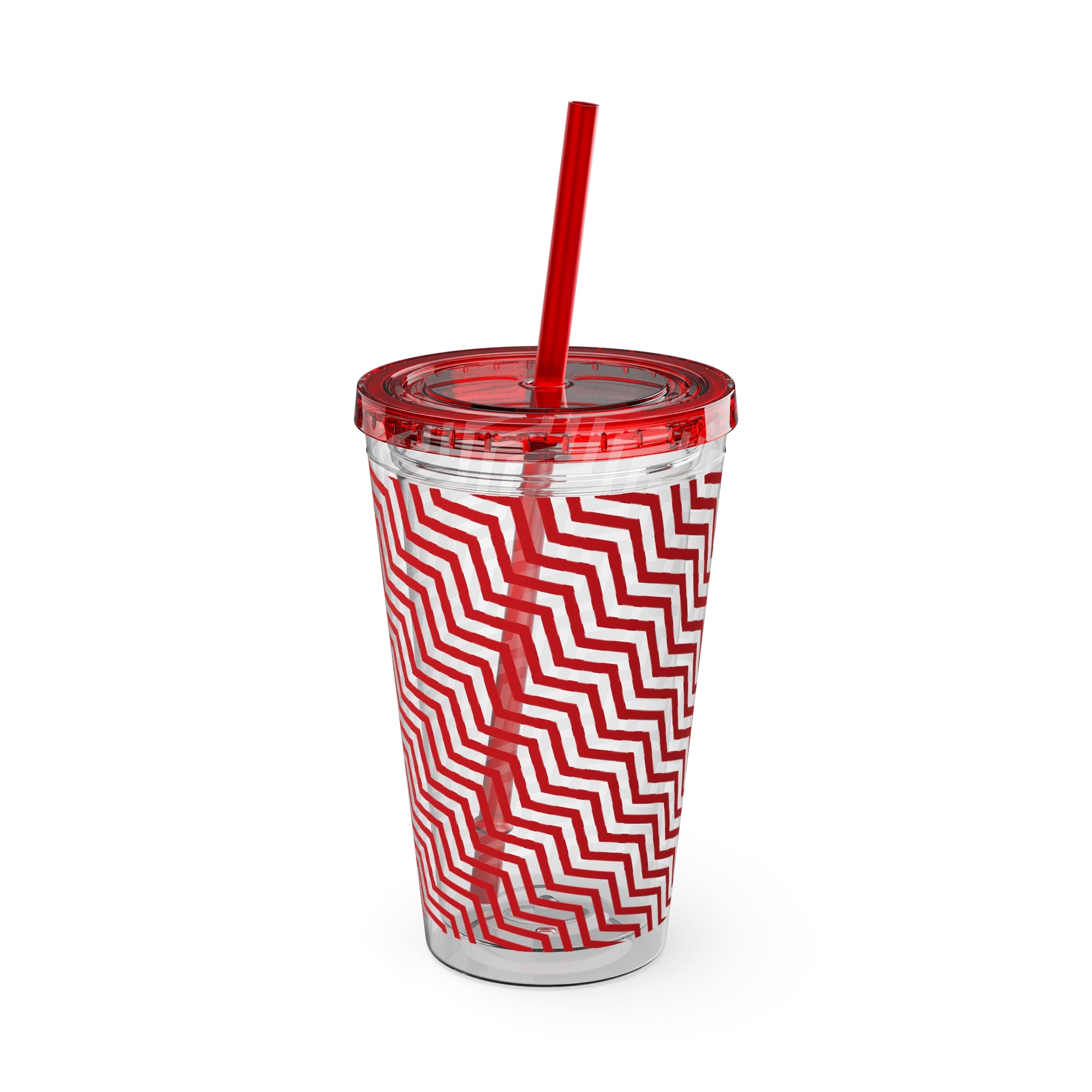 Sunsplash Tumbler with Straw, 16oz- Red