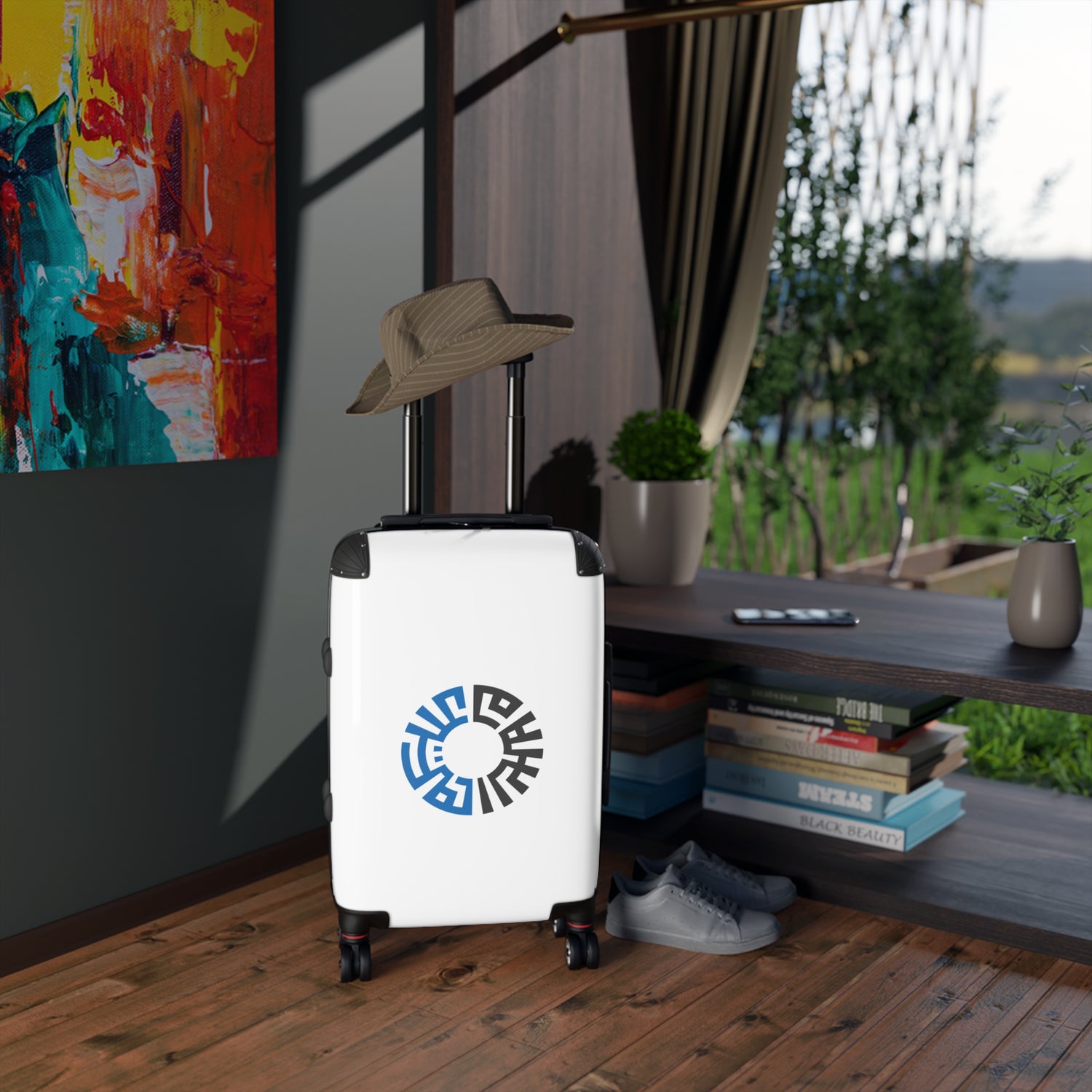 Travel Suitcase, 3 sizes- White/Blue