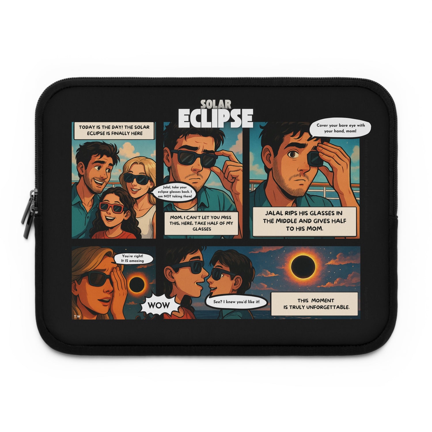 Comic-Inspired Laptop Sleeve - Customized to your story and characters! Black Background