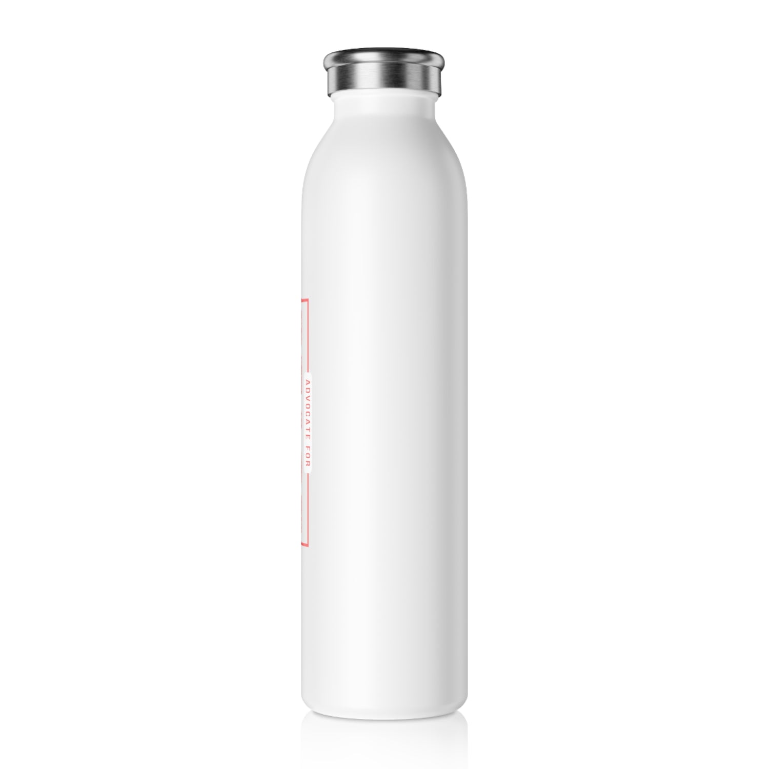 Slim Water Bottle "Advocate for Peace", White