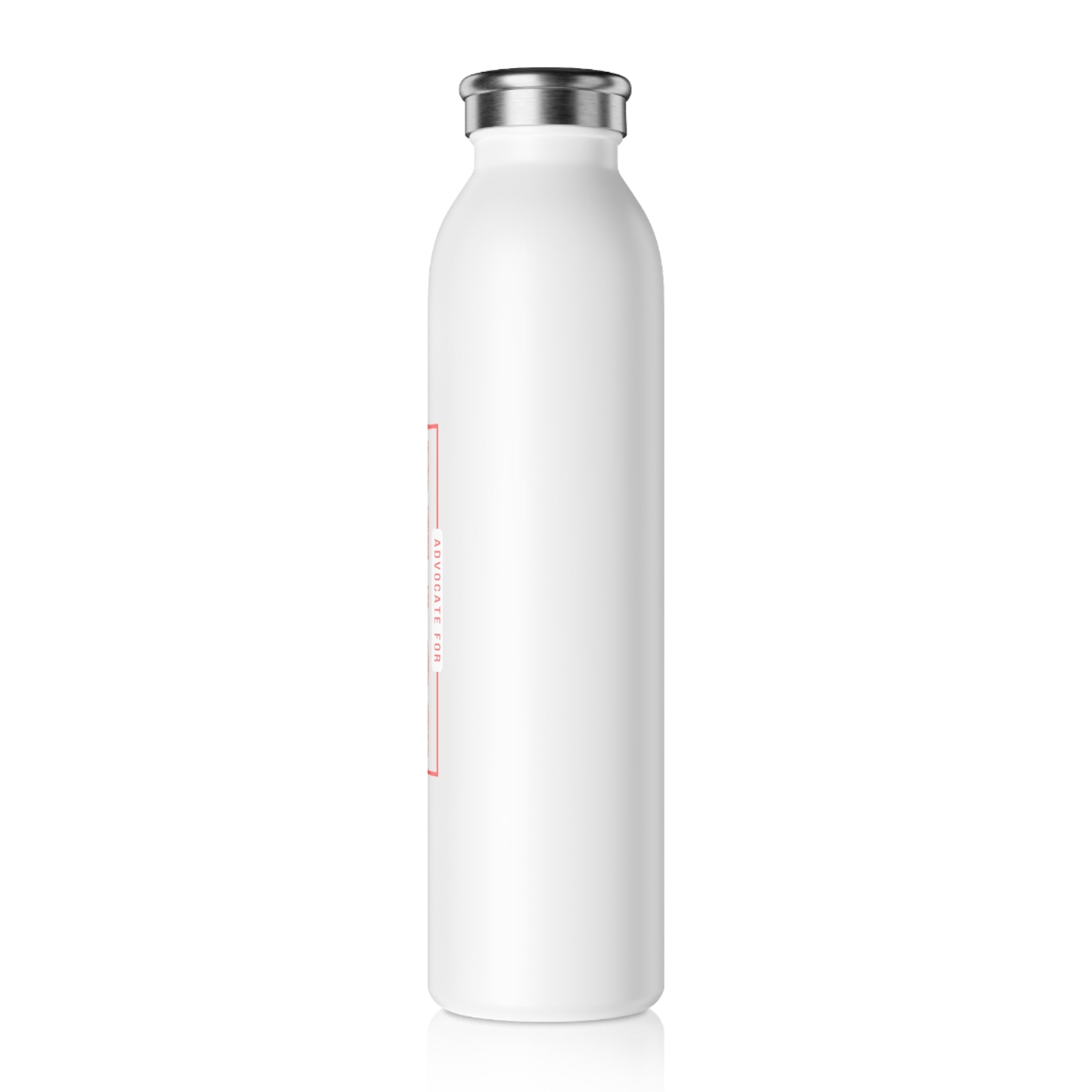 Slim Water Bottle "Advocate for Peace", White