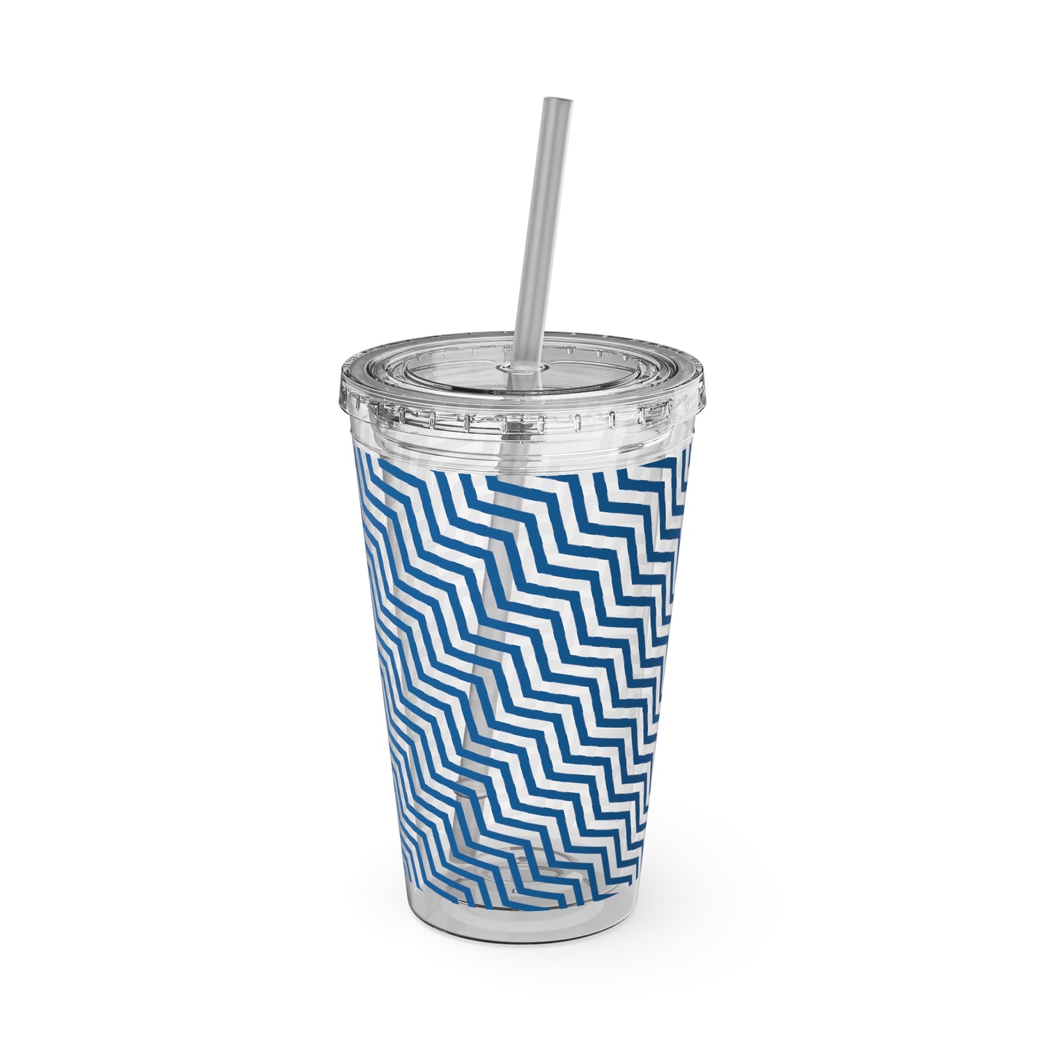 Sunsplash Tumbler with Straw, 16oz- Blue