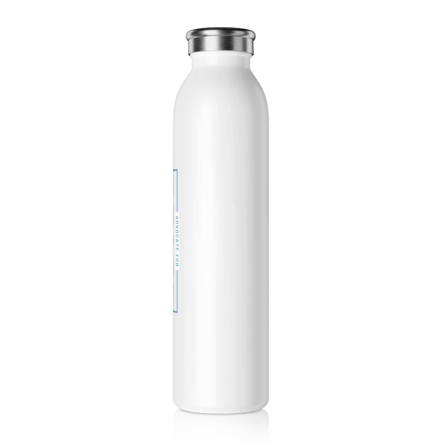 Slim Water Bottle, "Advocate for Peace" White