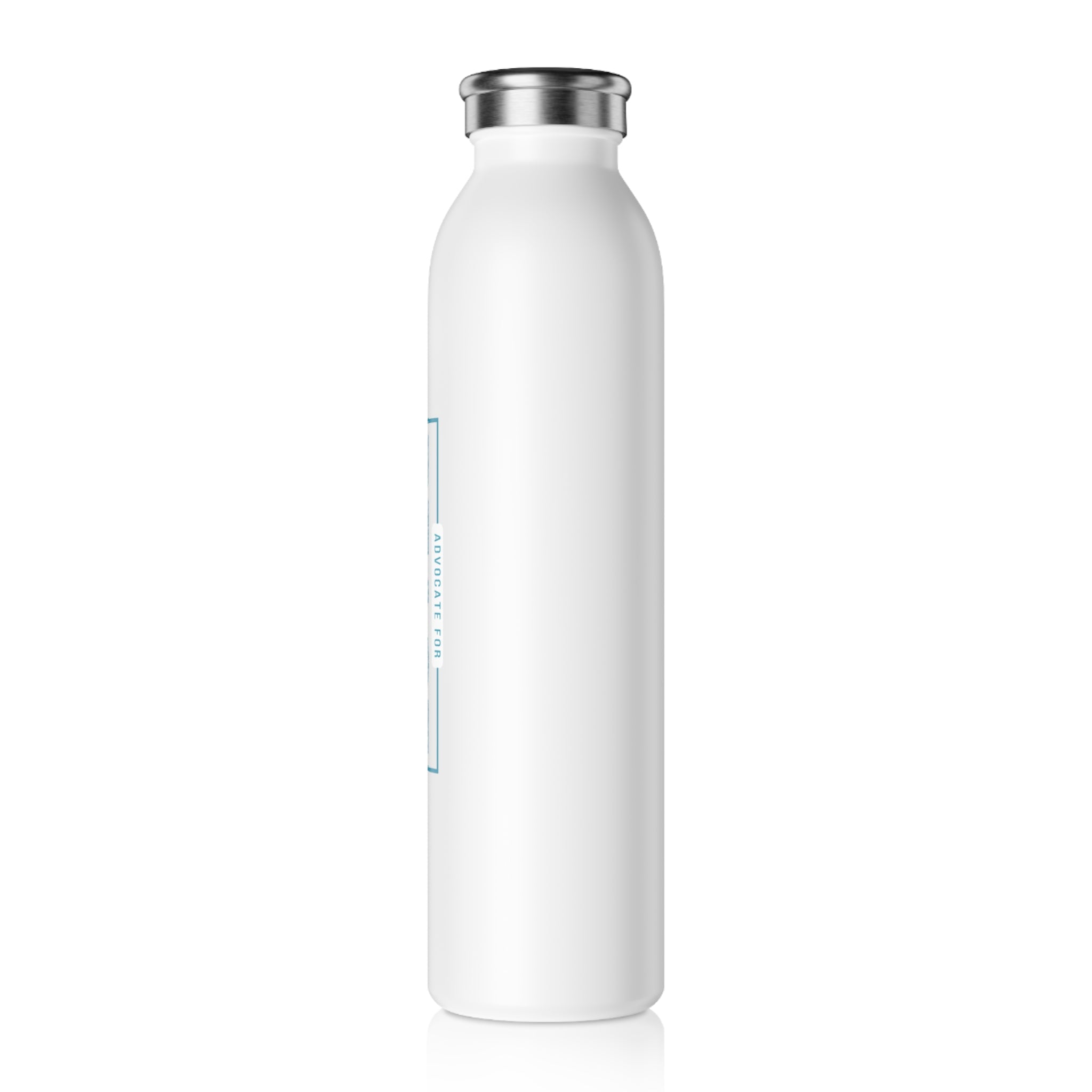 Slim Water Bottle, "Advocate for Peace" White