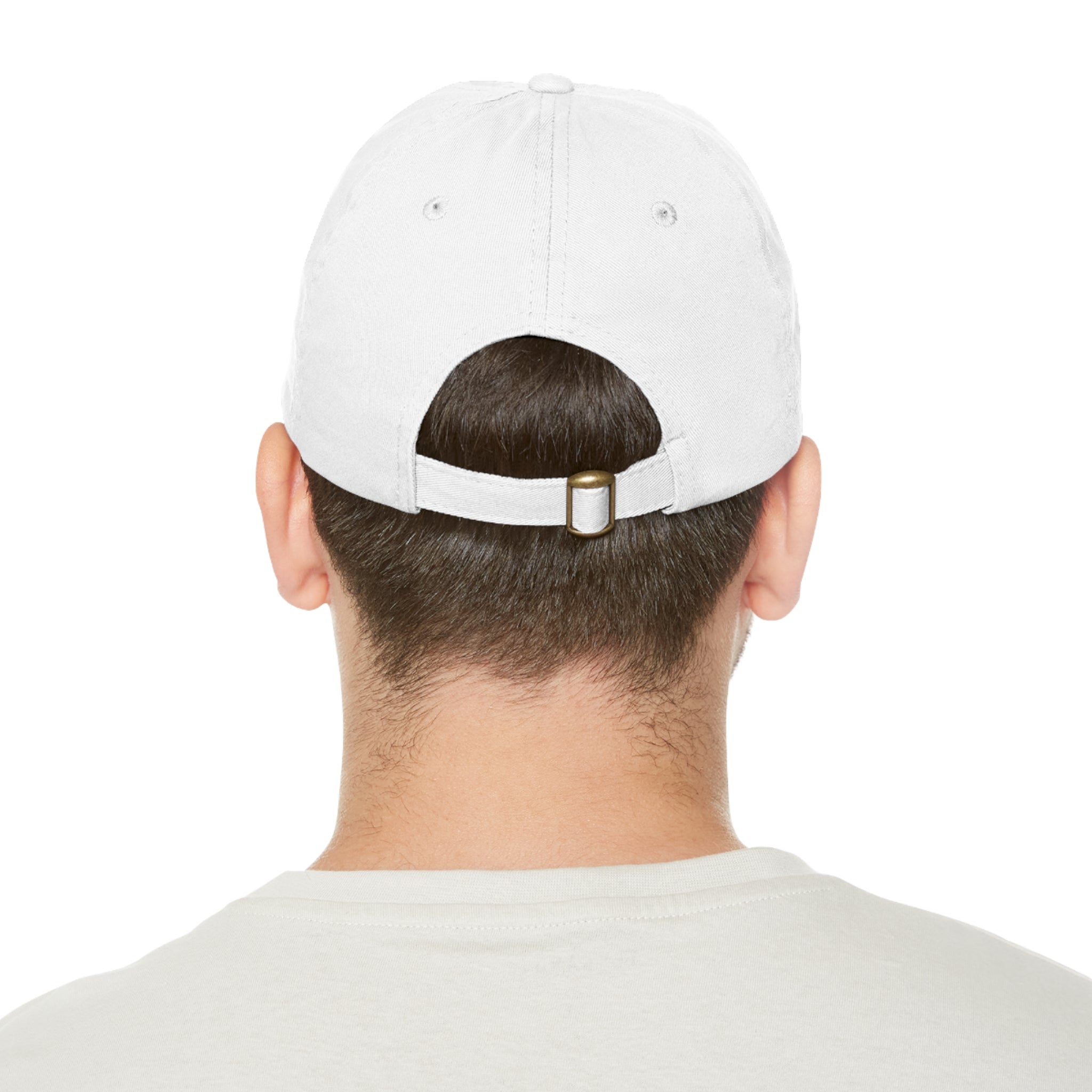"Salam" Hat with Leather Patch- White