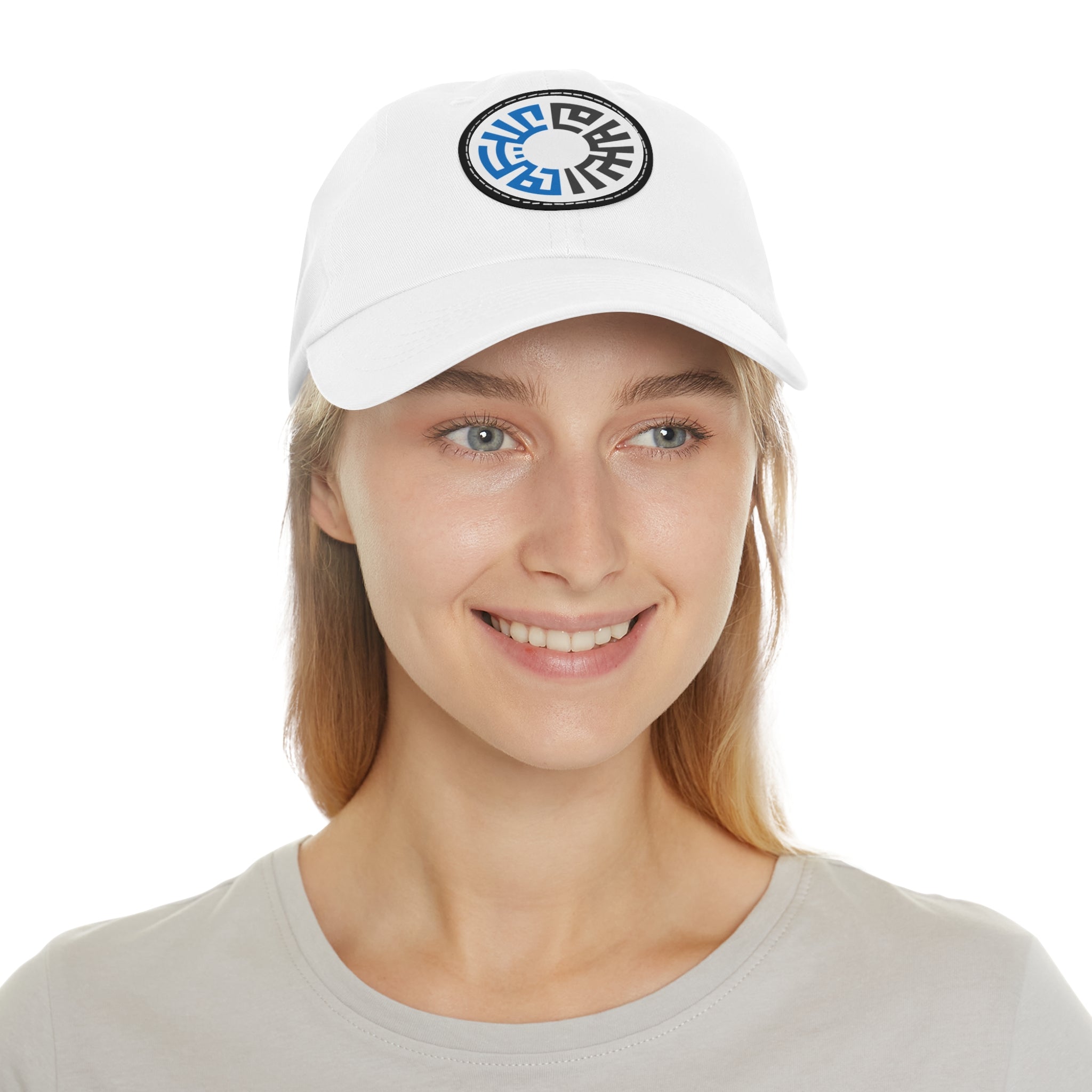 "Salam" Hat with Leather Patch- White