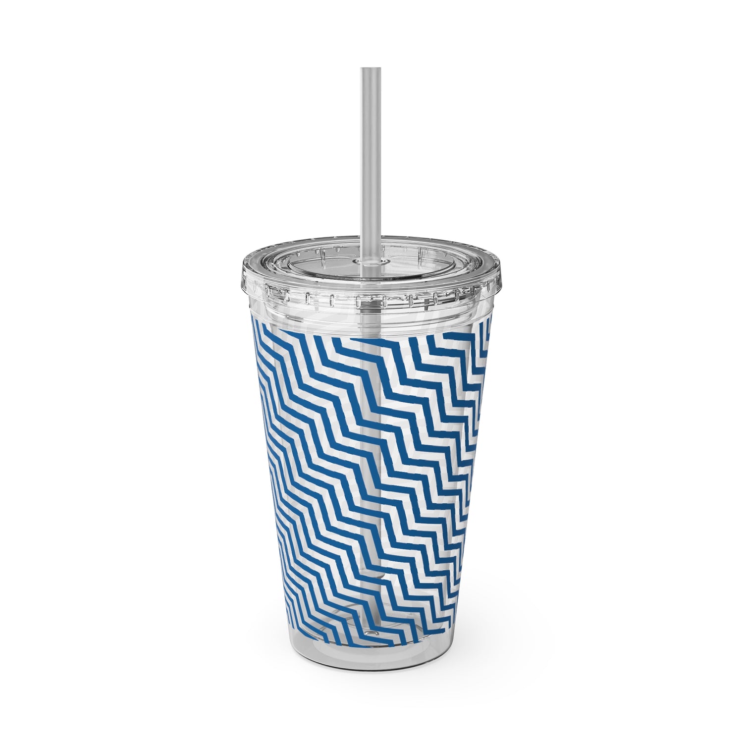 Sunsplash Tumbler with Straw, 16oz- Blue