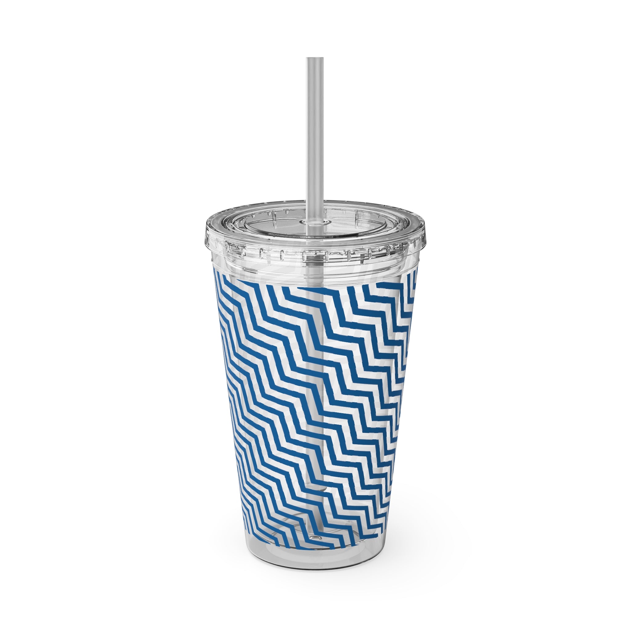 Sunsplash Tumbler with Straw, 16oz- Blue