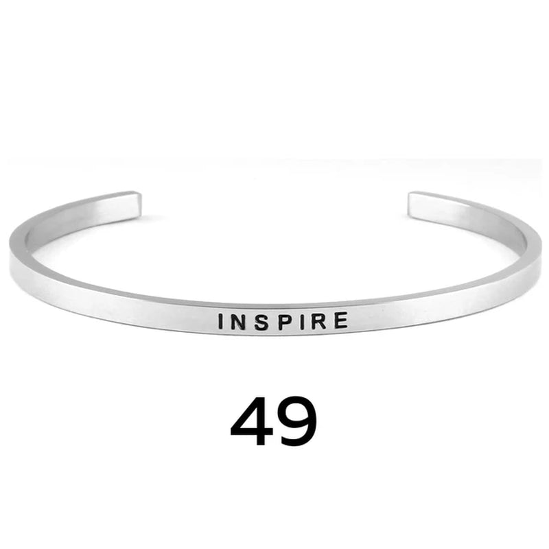 Women Stainless Steel Bangle Inspirational Bracelets Custom Mantra Cuff Band Jewelry Gift for Women