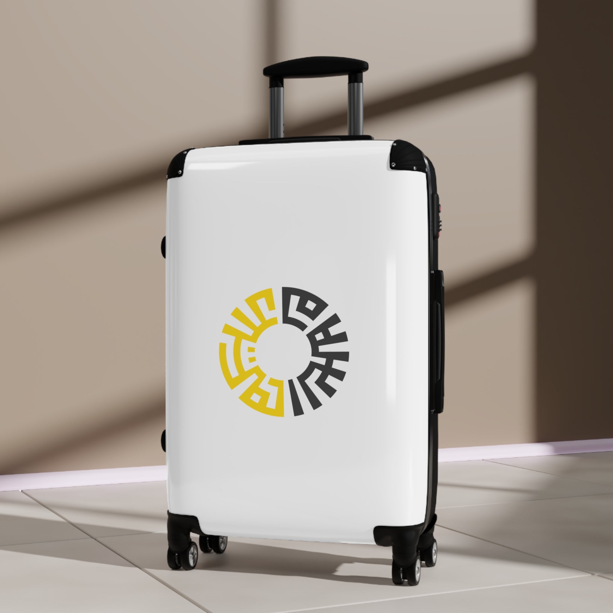 Travel Suitcases- White/Yellow