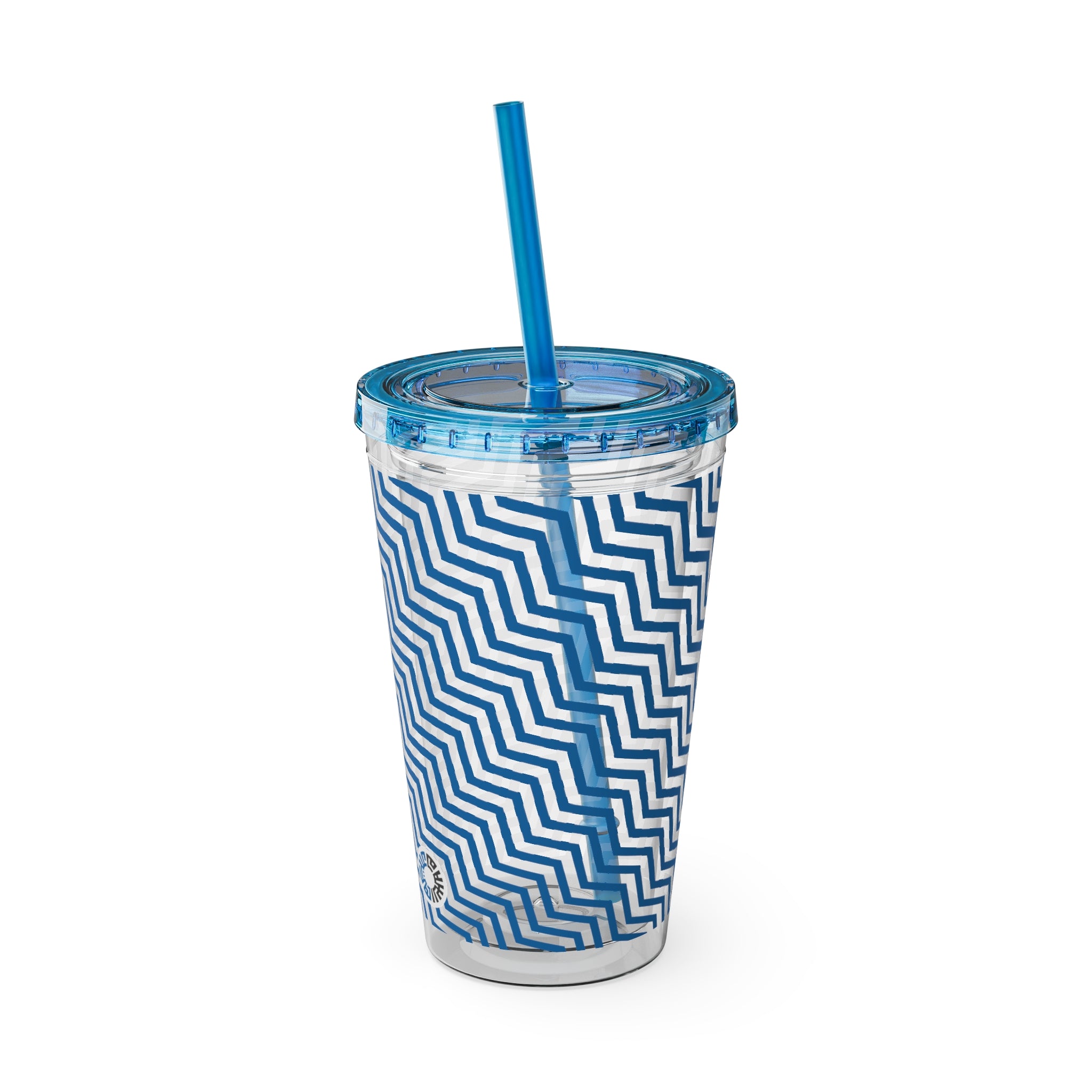 Sunsplash Tumbler with Straw, 16oz- Blue