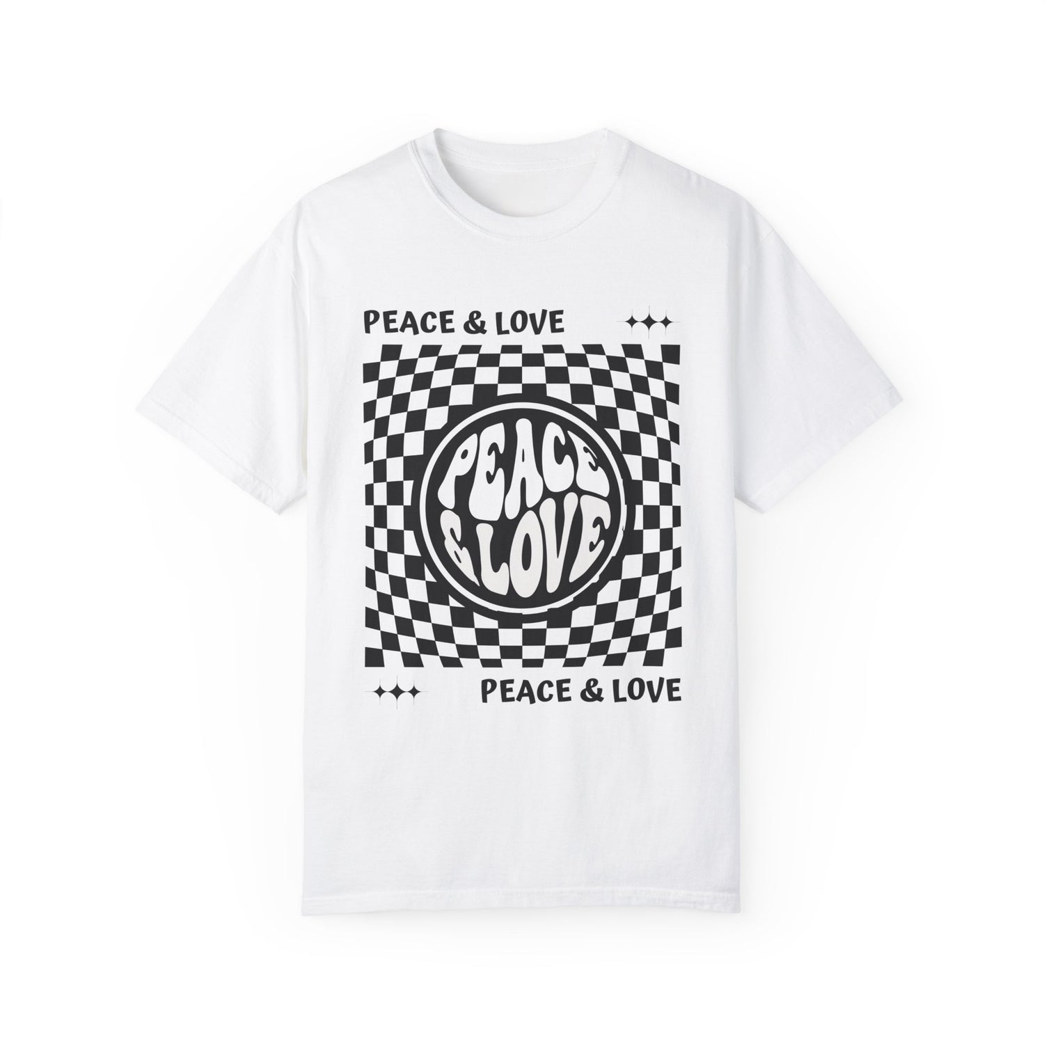 "Peace & Love" Garment-Dyed T-shirt Black/white