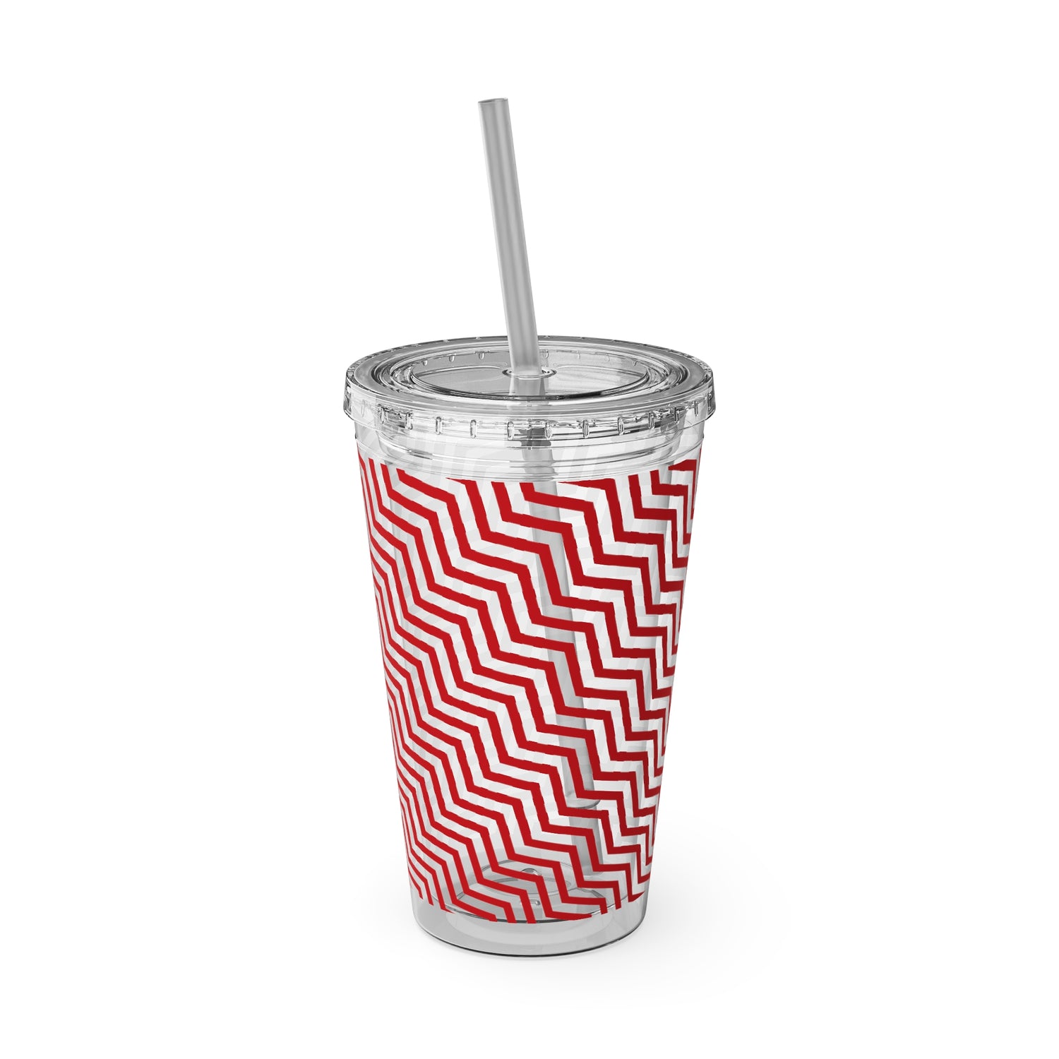 Sunsplash Tumbler with Straw, 16oz- Red