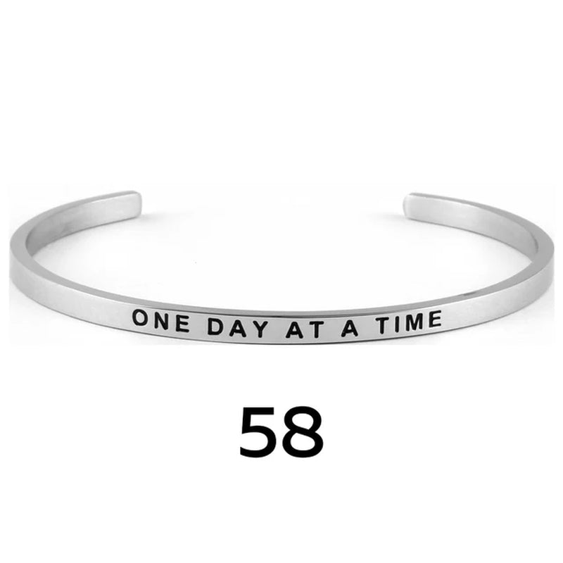 Women Stainless Steel Bangle Inspirational Bracelets Custom Mantra Cuff Band Jewelry Gift for Women