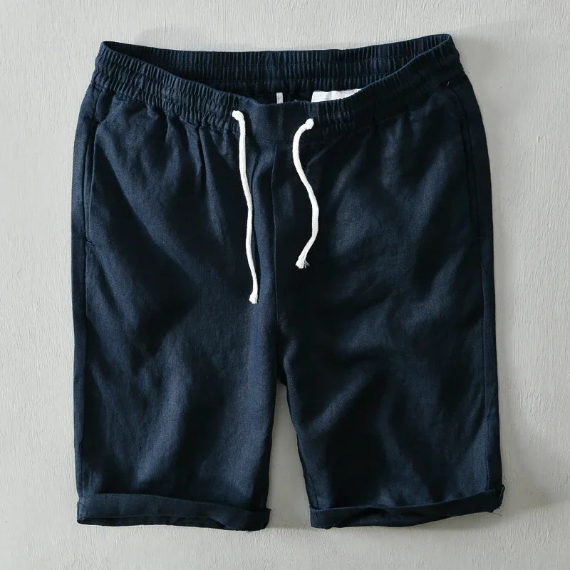 Pure Linen Shorts Men 2024 Summer New Fashion Solid White Loose Holiday Shorts Man Casual Shorts