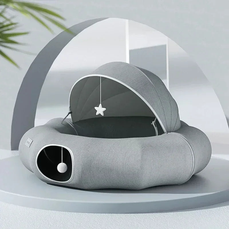 Detachable Cat Tunnel Nest, Pet Cat Toys Interactive, 2 in 1 Donut Tunnel Toys for Cats and Bed for a Cat