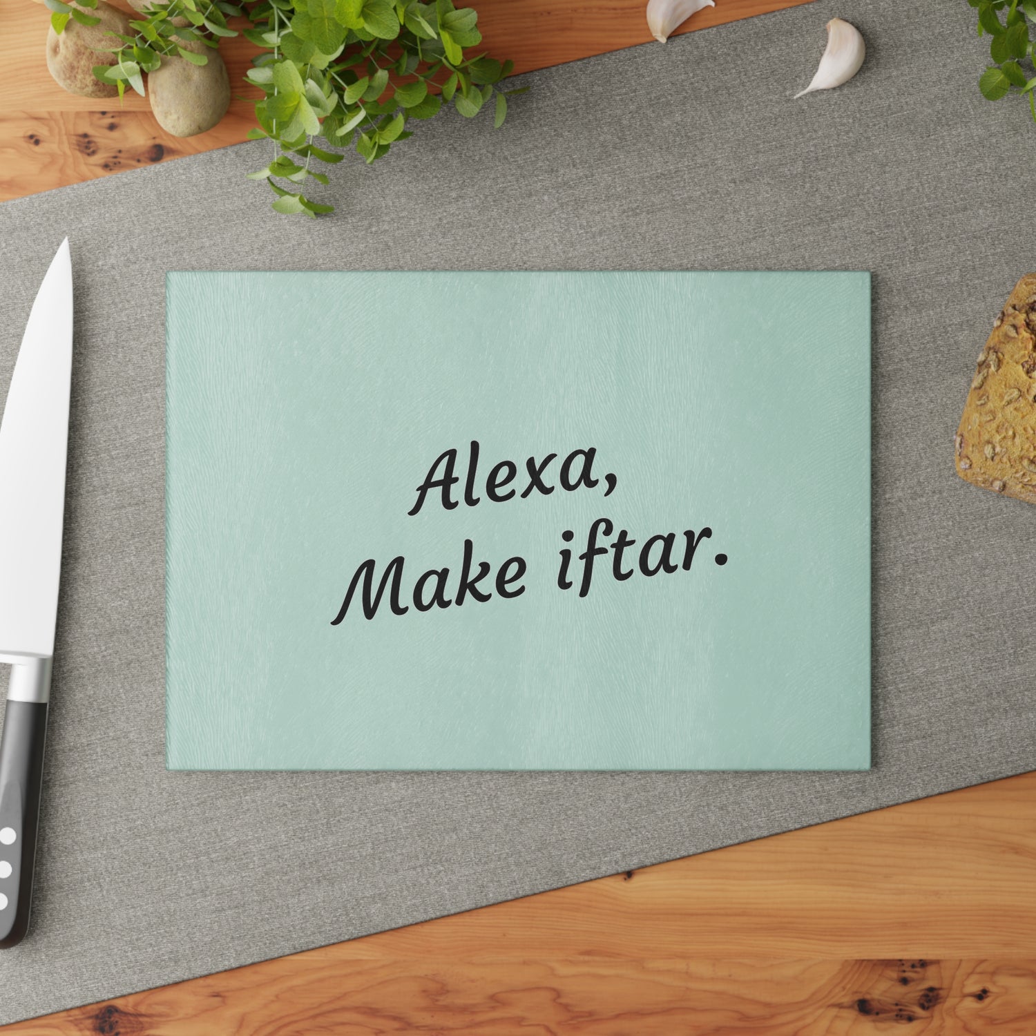 "Alexa, Make Iftar" Glass Cutting Board