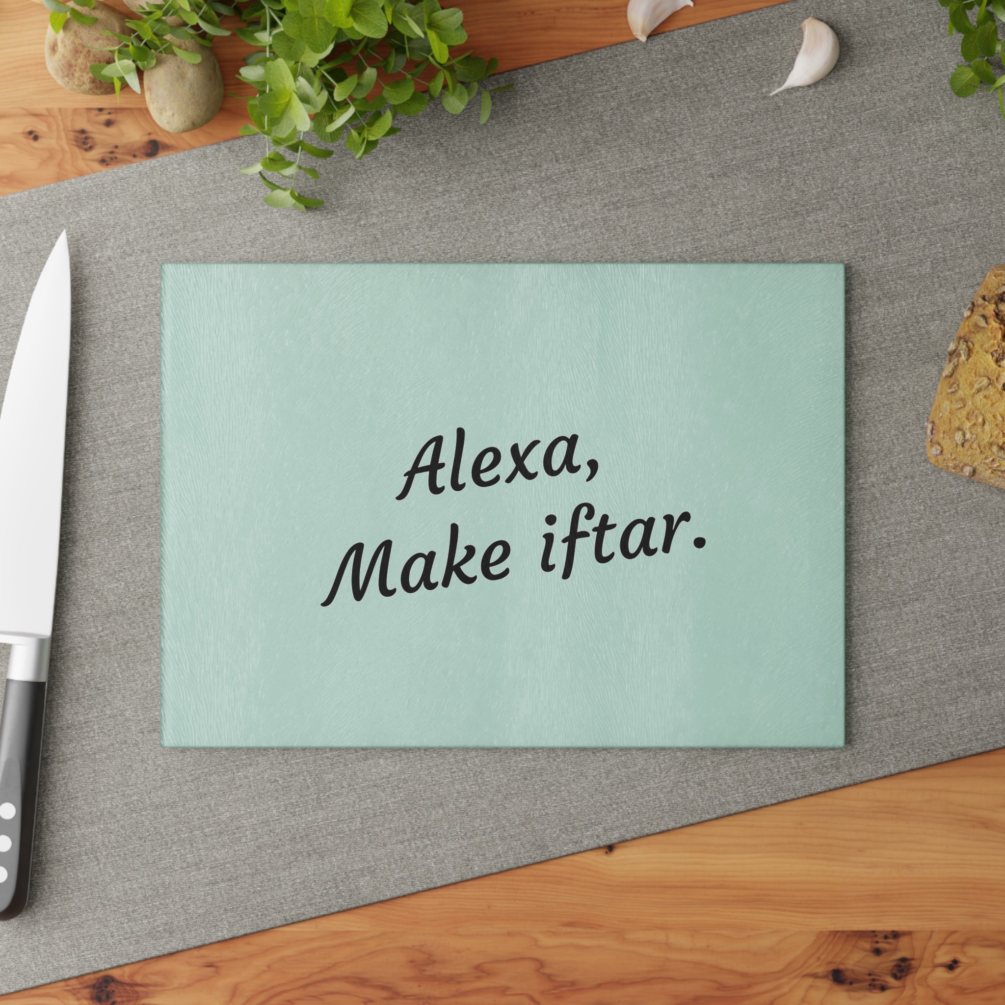"Alexa, Make Iftar" Glass Cutting Board