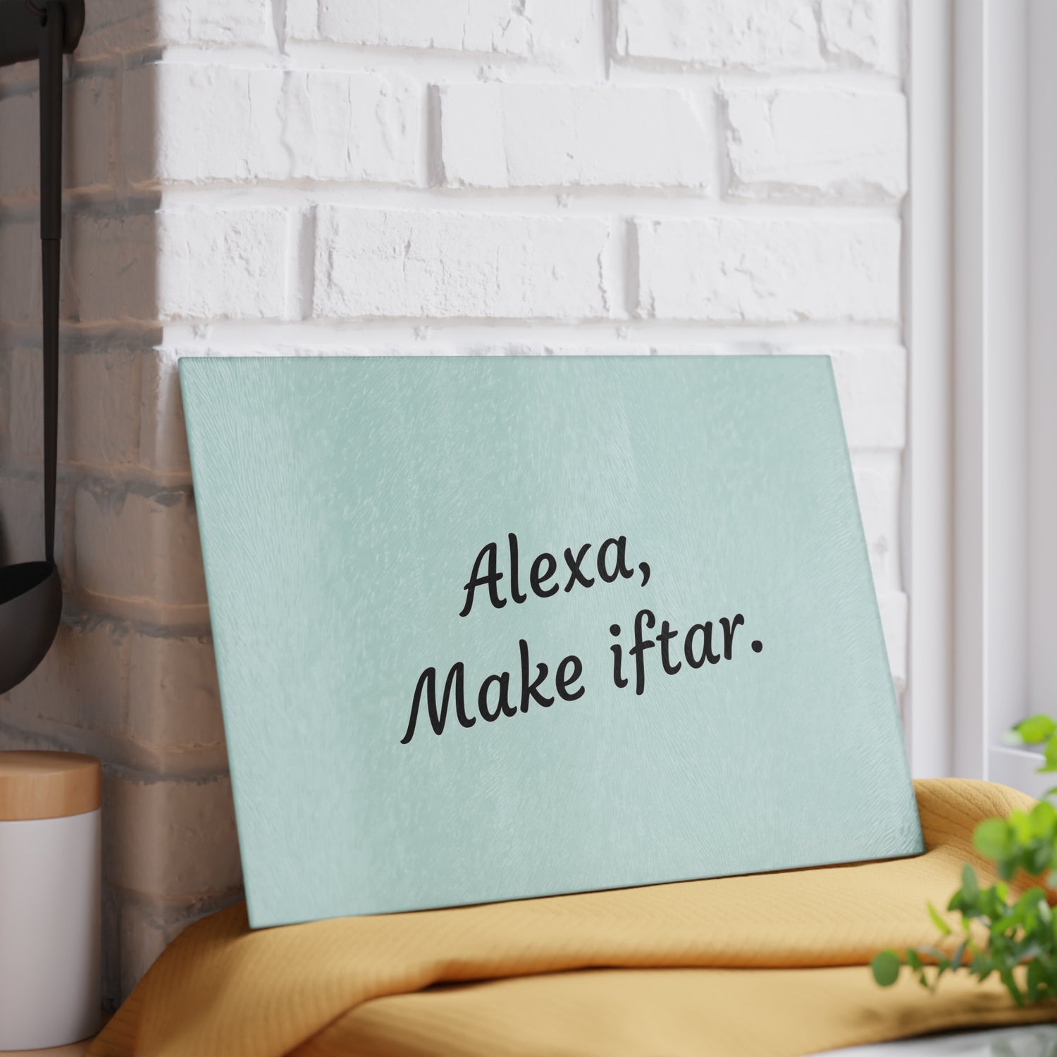 "Alexa, Make Iftar" Glass Cutting Board