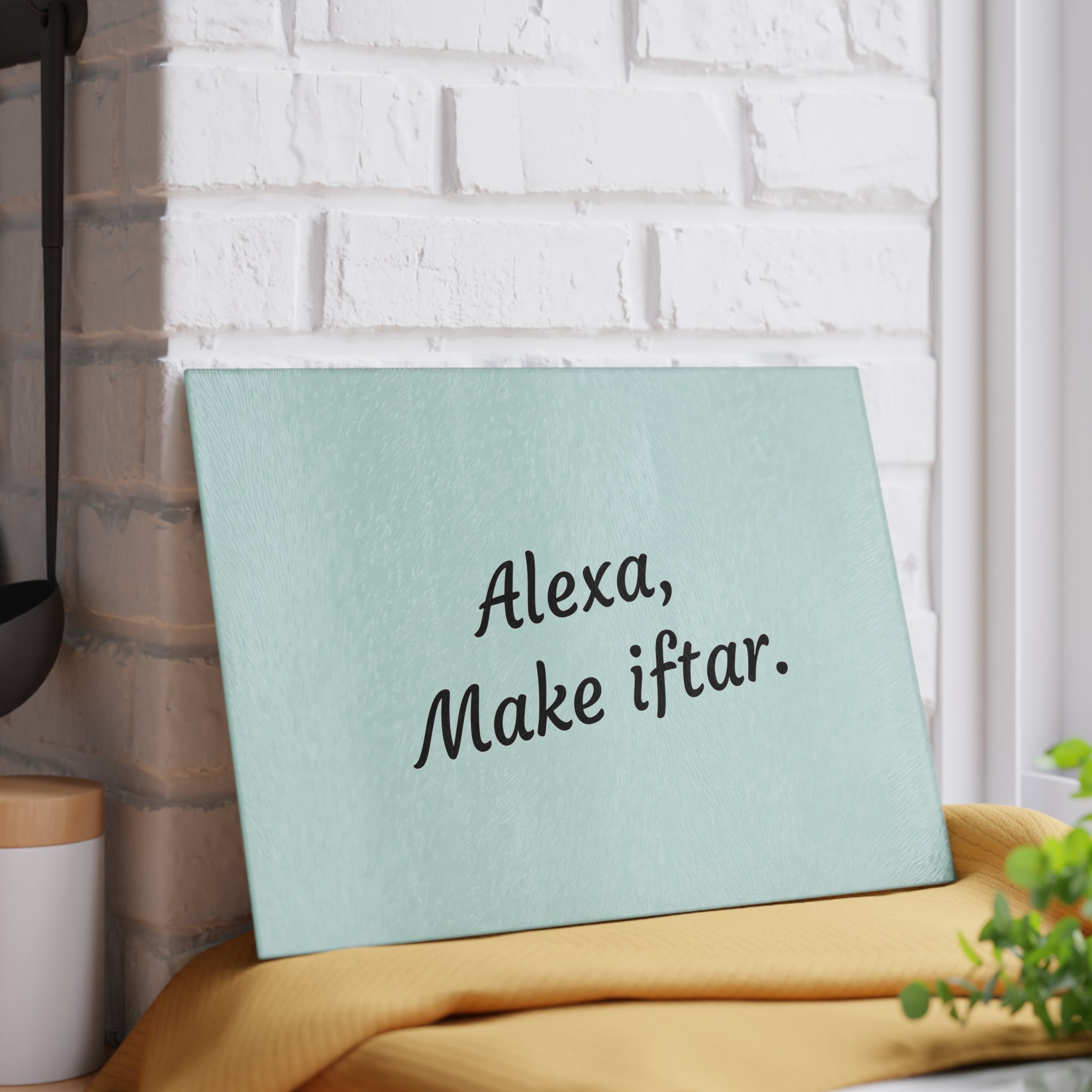 "Alexa, Make Iftar" Glass Cutting Board