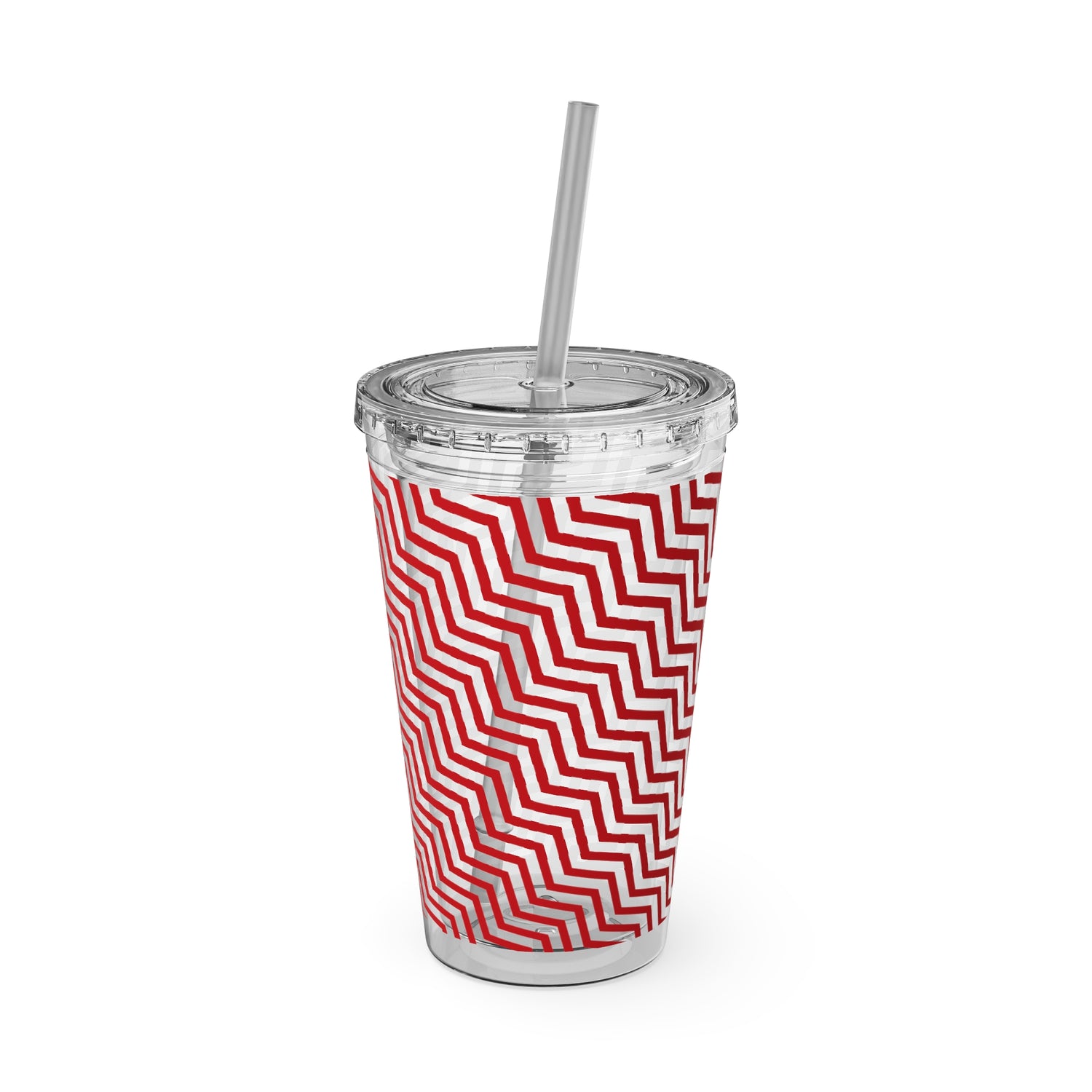 Sunsplash Tumbler with Straw, 16oz- Red