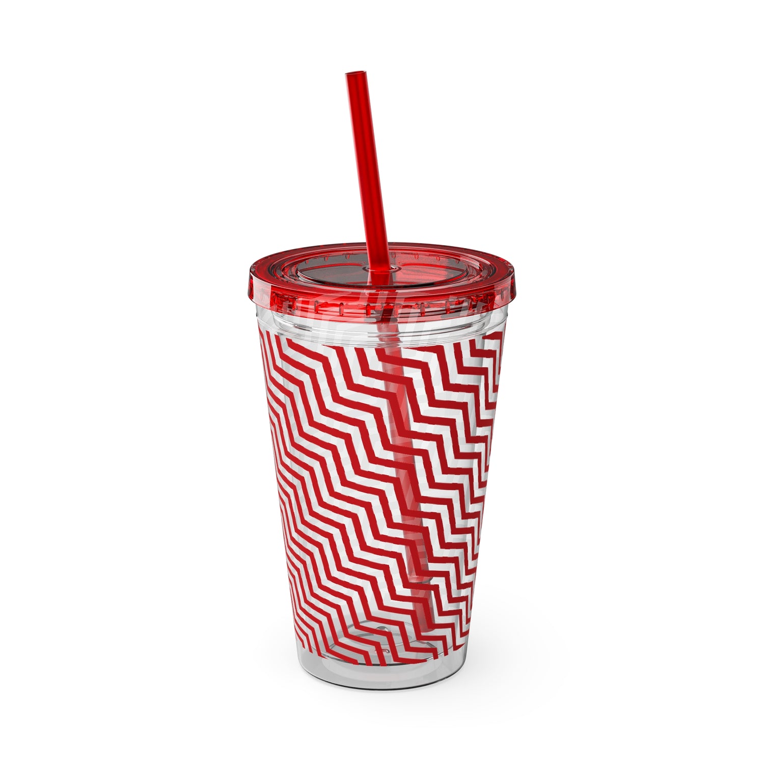 Sunsplash Tumbler with Straw, 16oz- Red