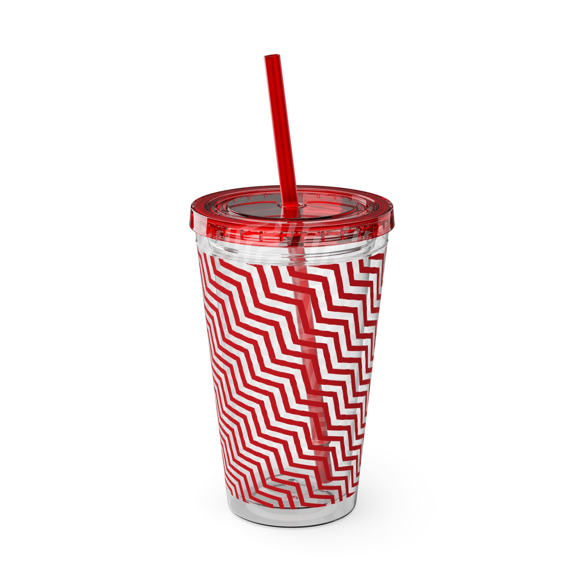 Sunsplash Tumbler with Straw, 16oz- Red