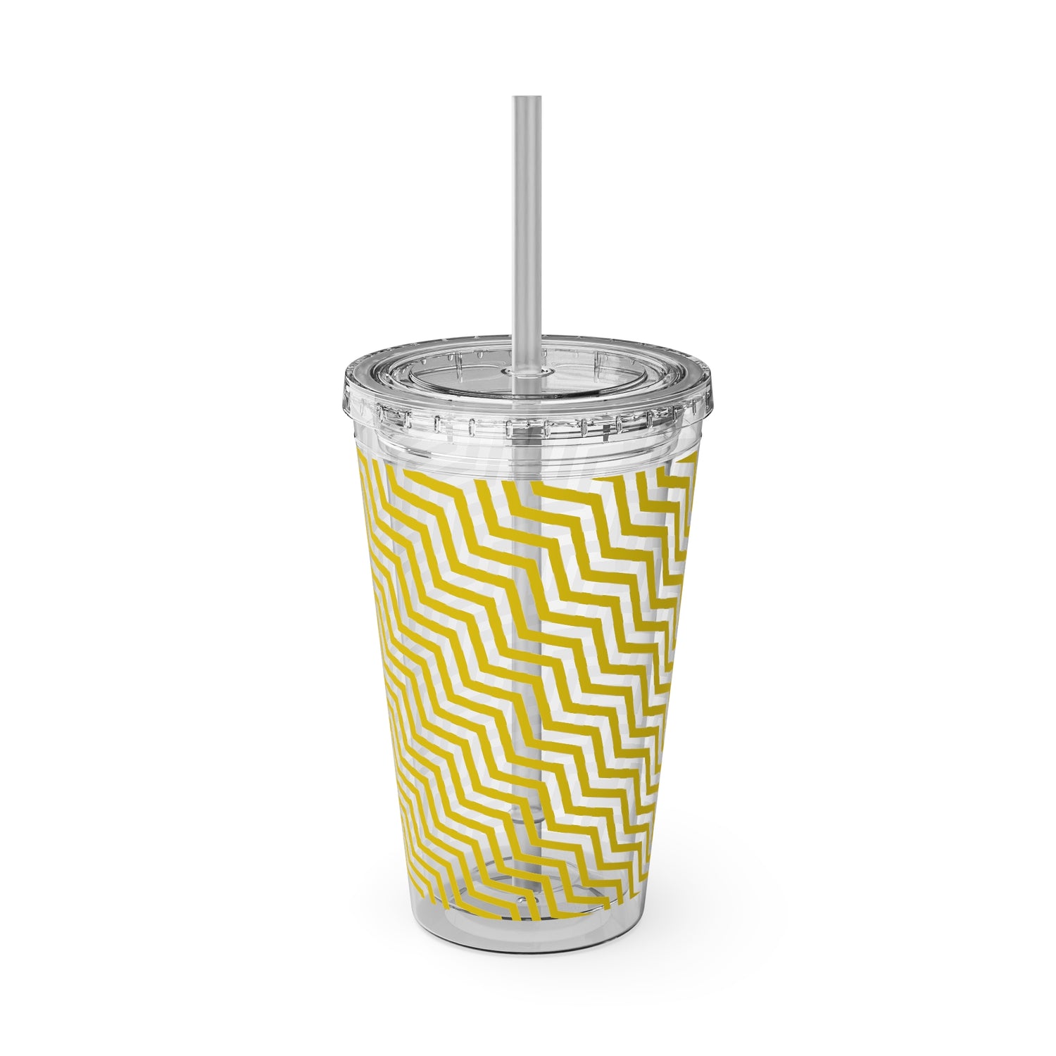 Sunsplash Tumbler with Straw, 16oz- Yellow