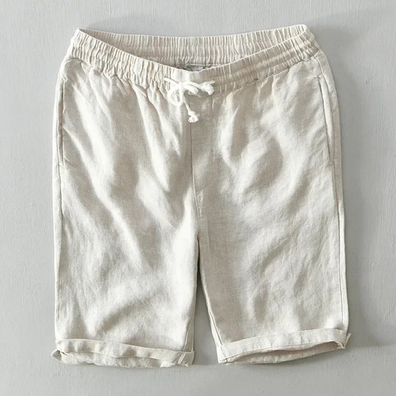 Pure Linen Shorts Men 2024 Summer New Fashion Solid White Loose Holiday Shorts Man Casual Shorts