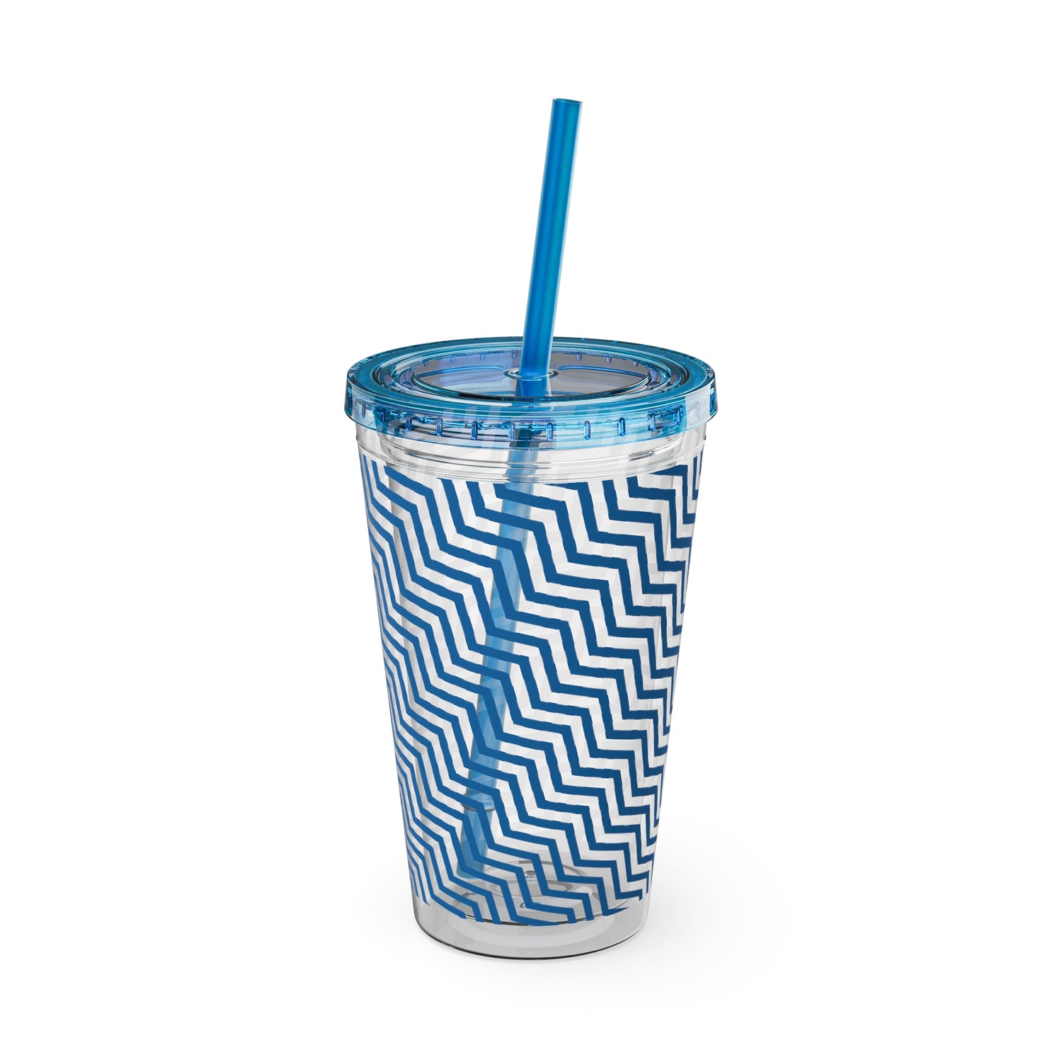 Sunsplash Tumbler with Straw, 16oz- Blue