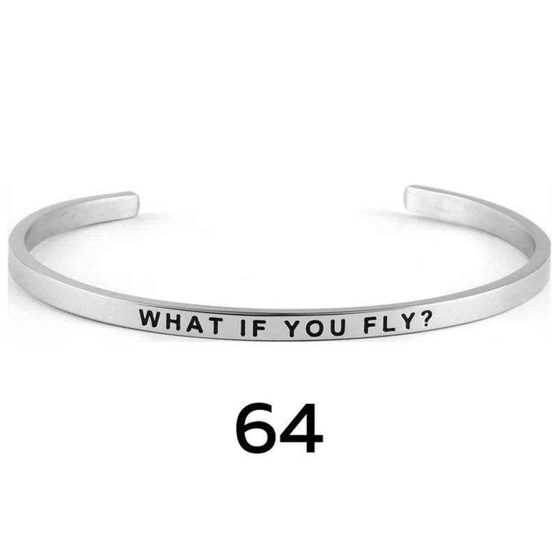 Women Stainless Steel Bangle Inspirational Bracelets Custom Mantra Cuff Band Jewelry Gift for Women