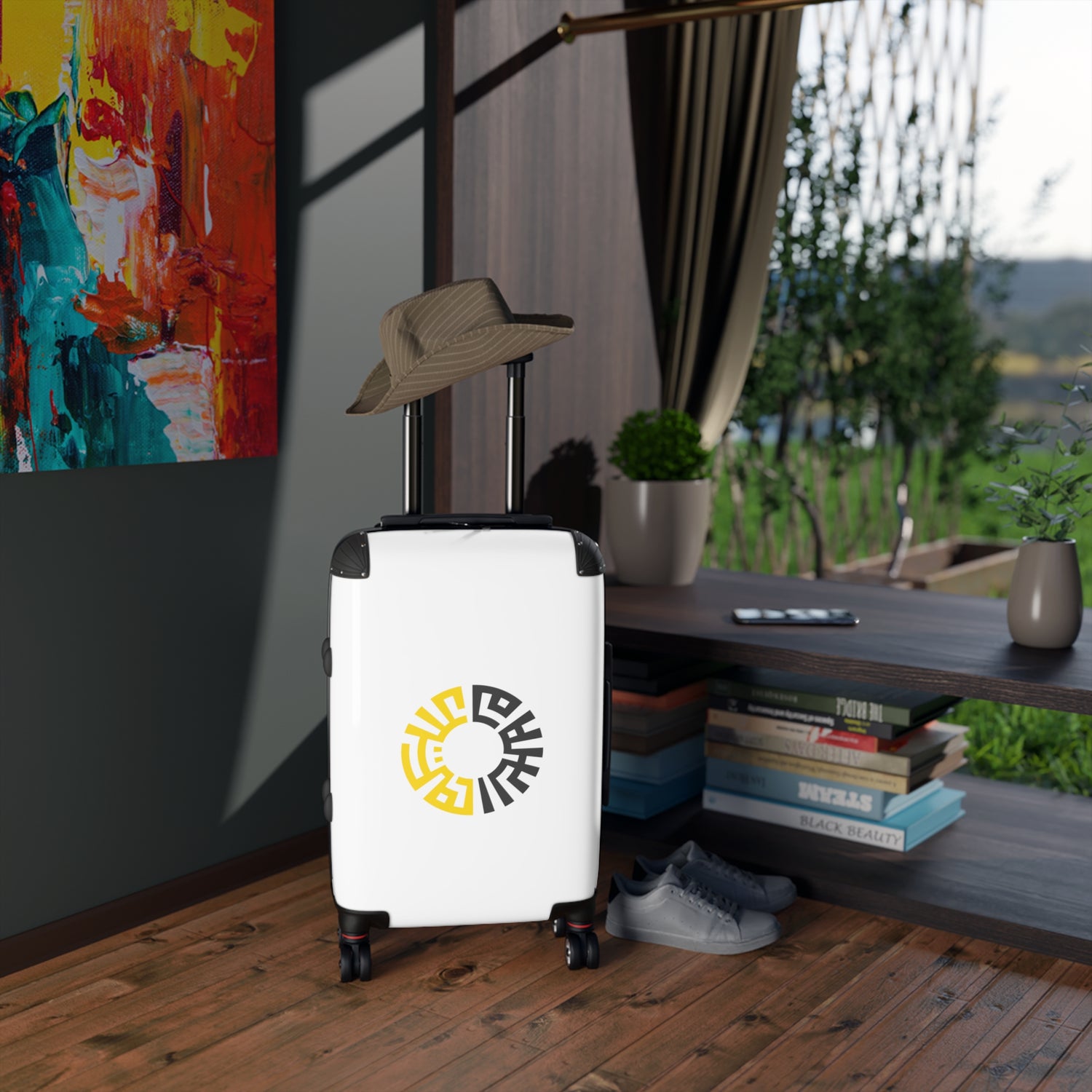 Travel Suitcases- White/Yellow