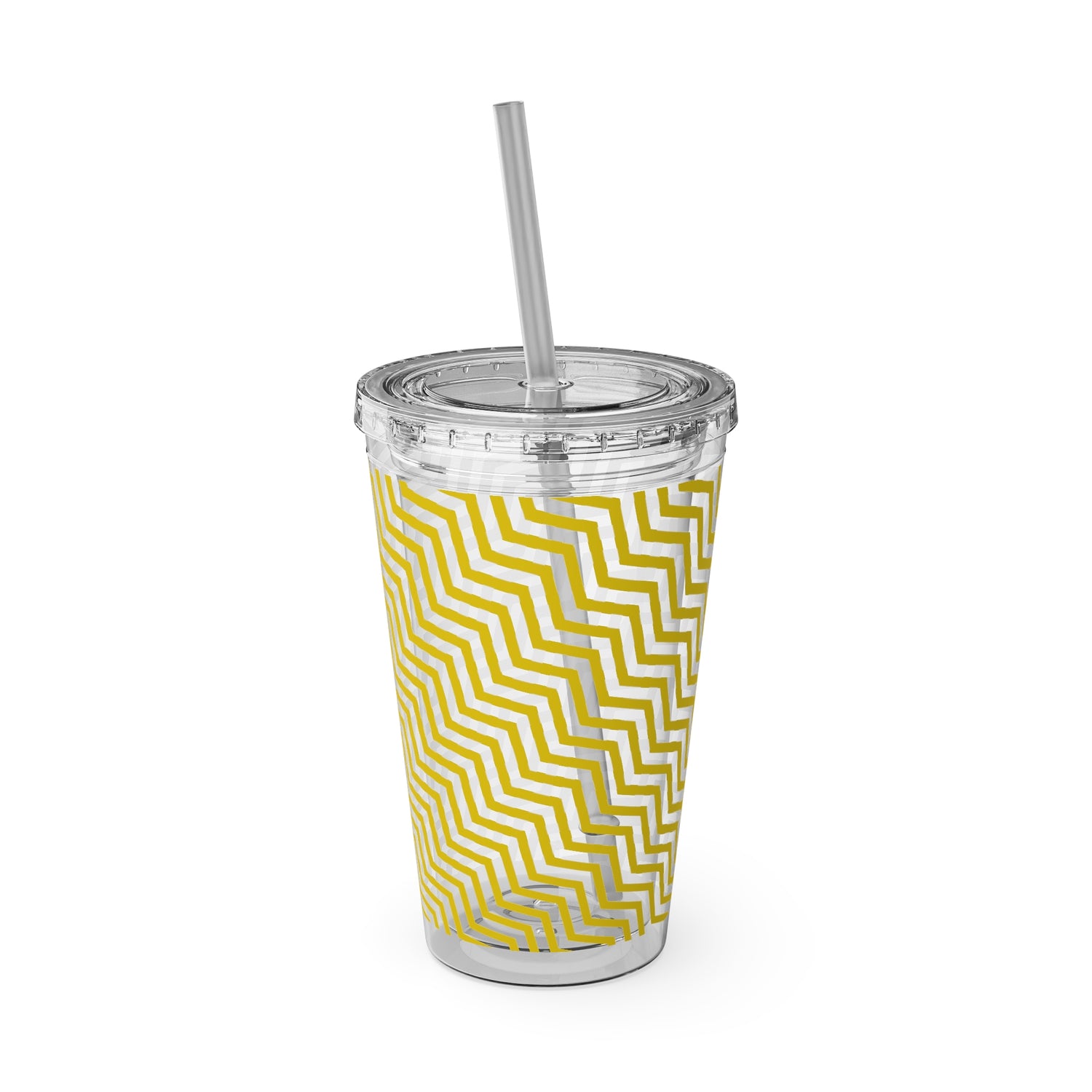 Sunsplash Tumbler with Straw, 16oz- Yellow