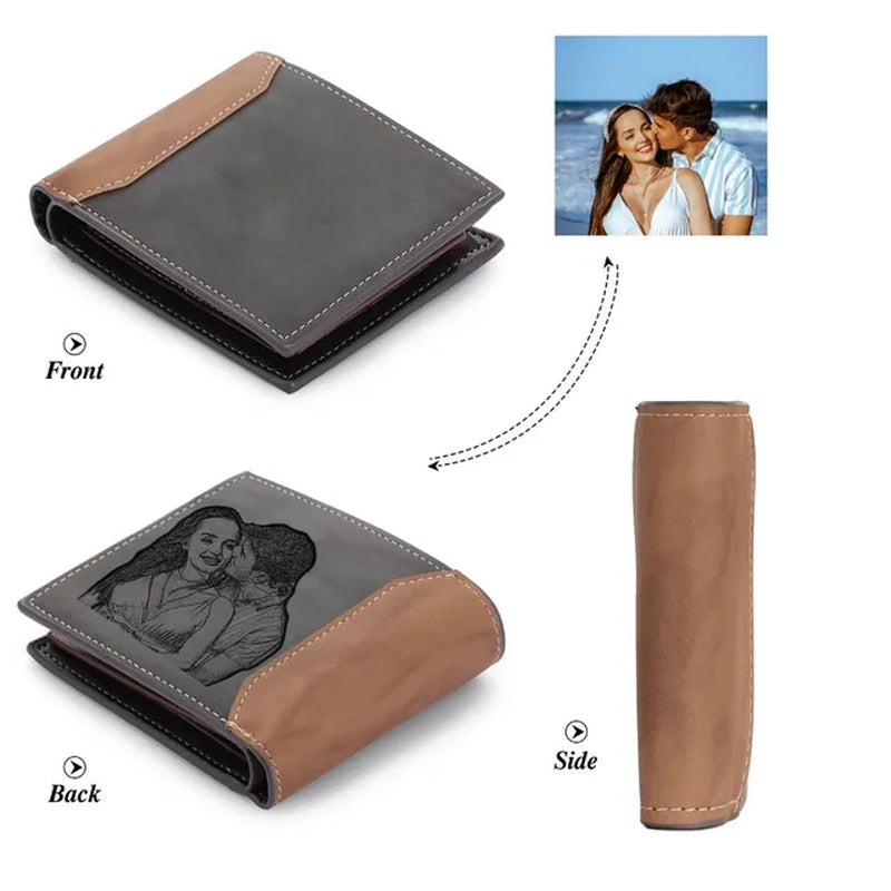 Custom Name Picture Card Holder Wallet Bifold Wallet for Men Gift for Husband Father&