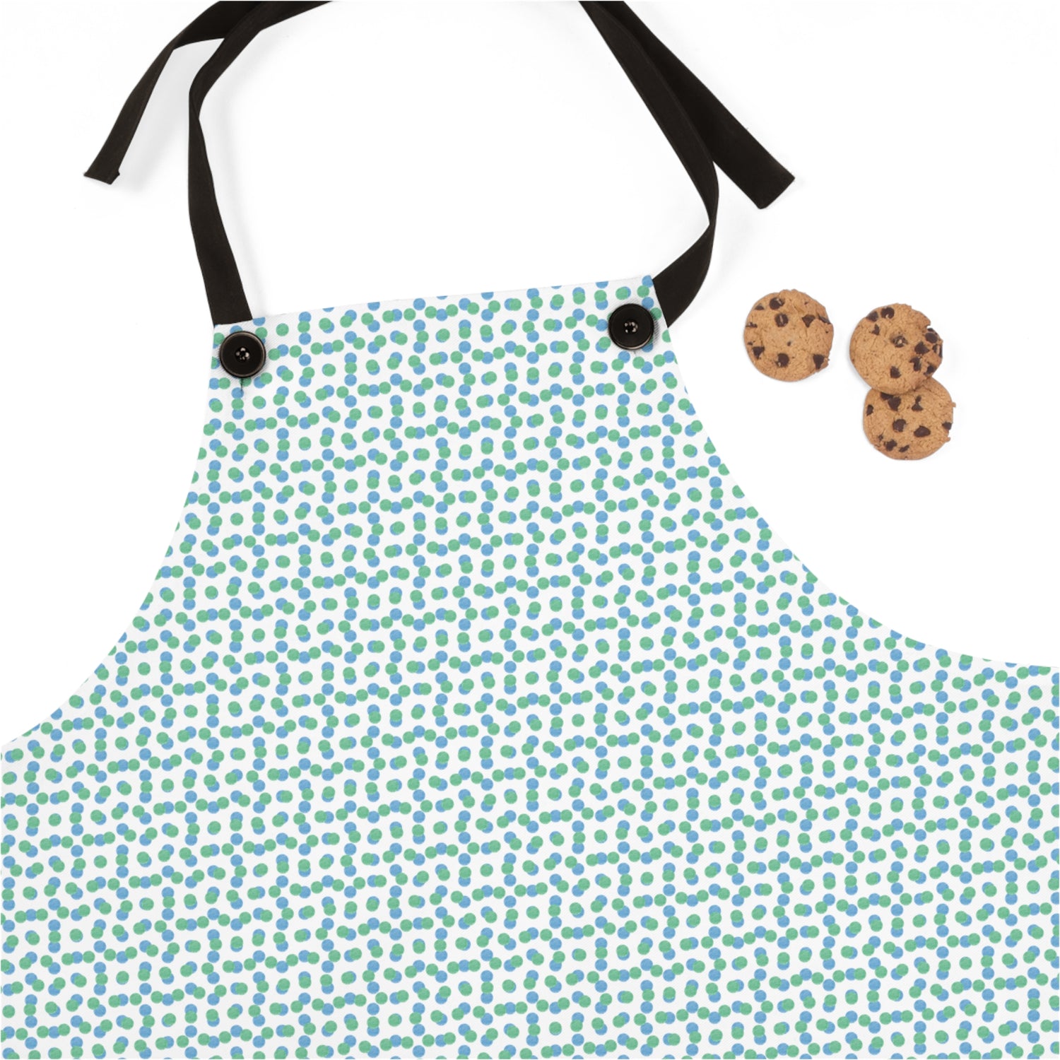 Apron (AOP)- Green/Blue Polka Dot