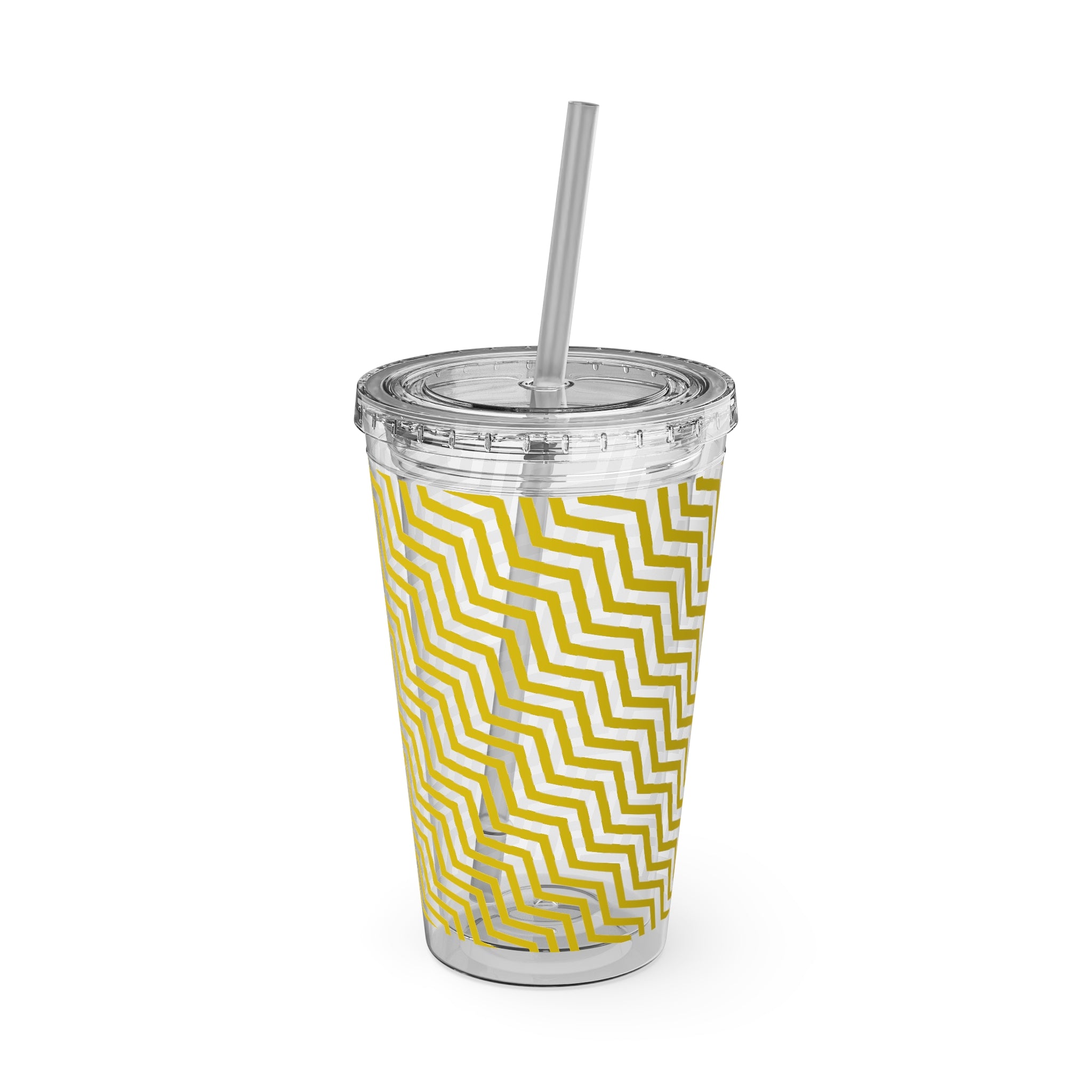 Sunsplash Tumbler with Straw, 16oz- Yellow