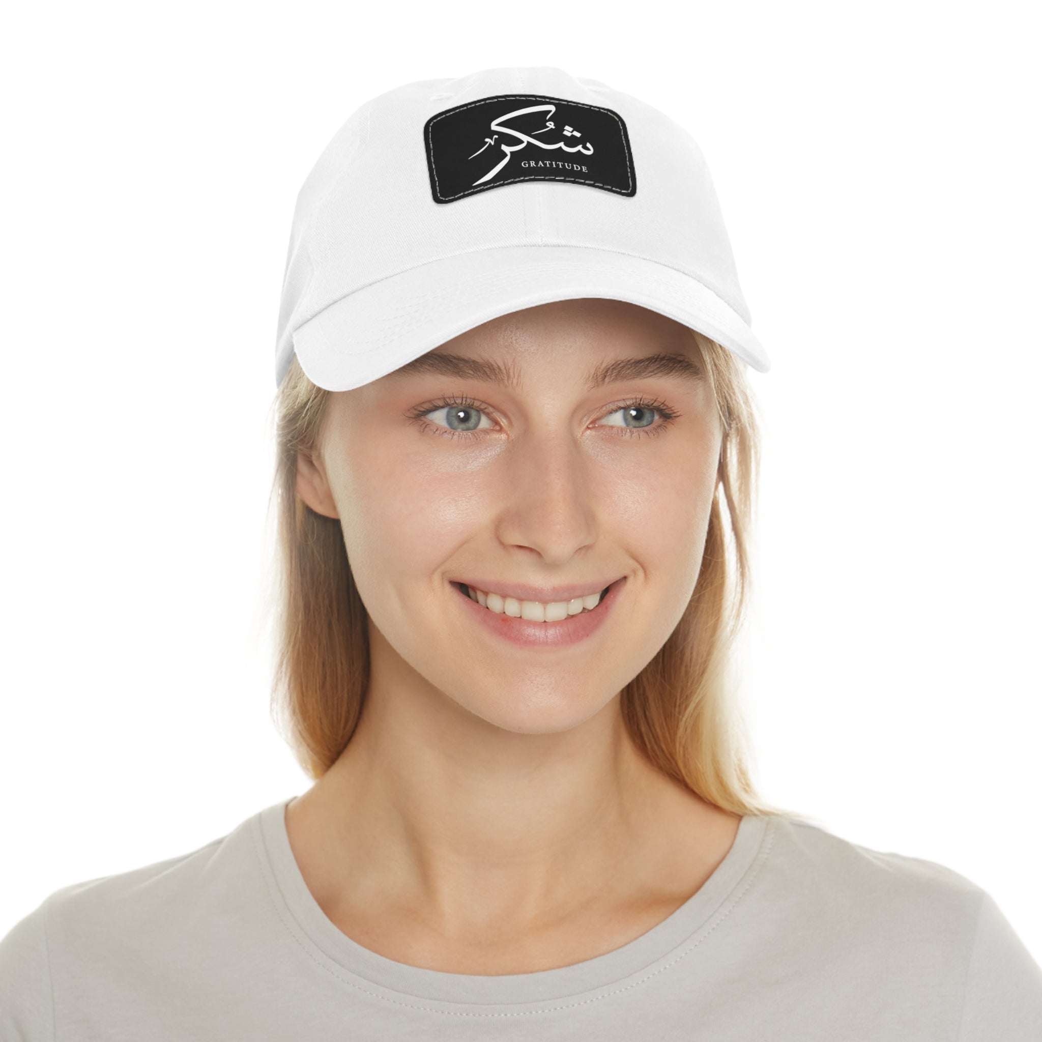 Hat with Leather Patch, "Gratitude"