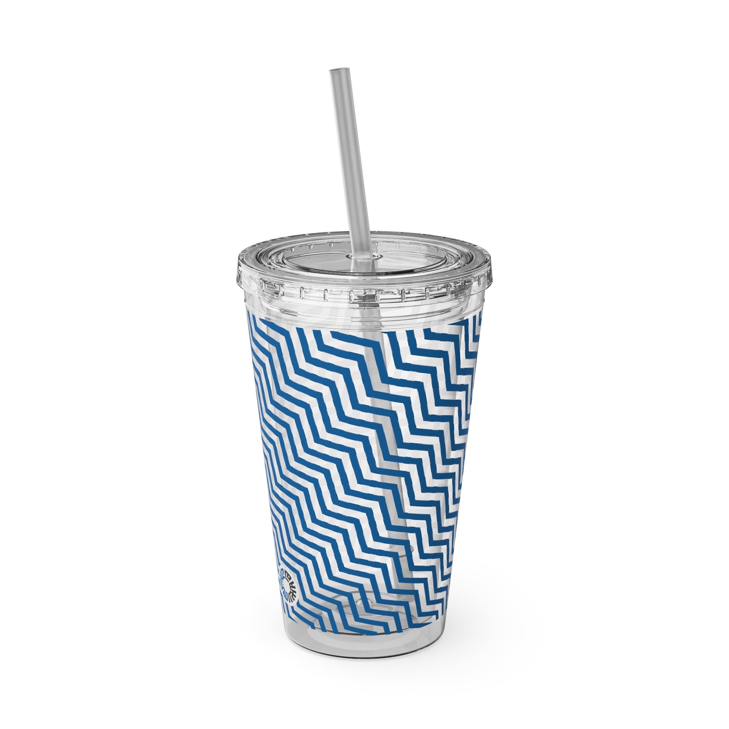 Sunsplash Tumbler with Straw, 16oz- Blue