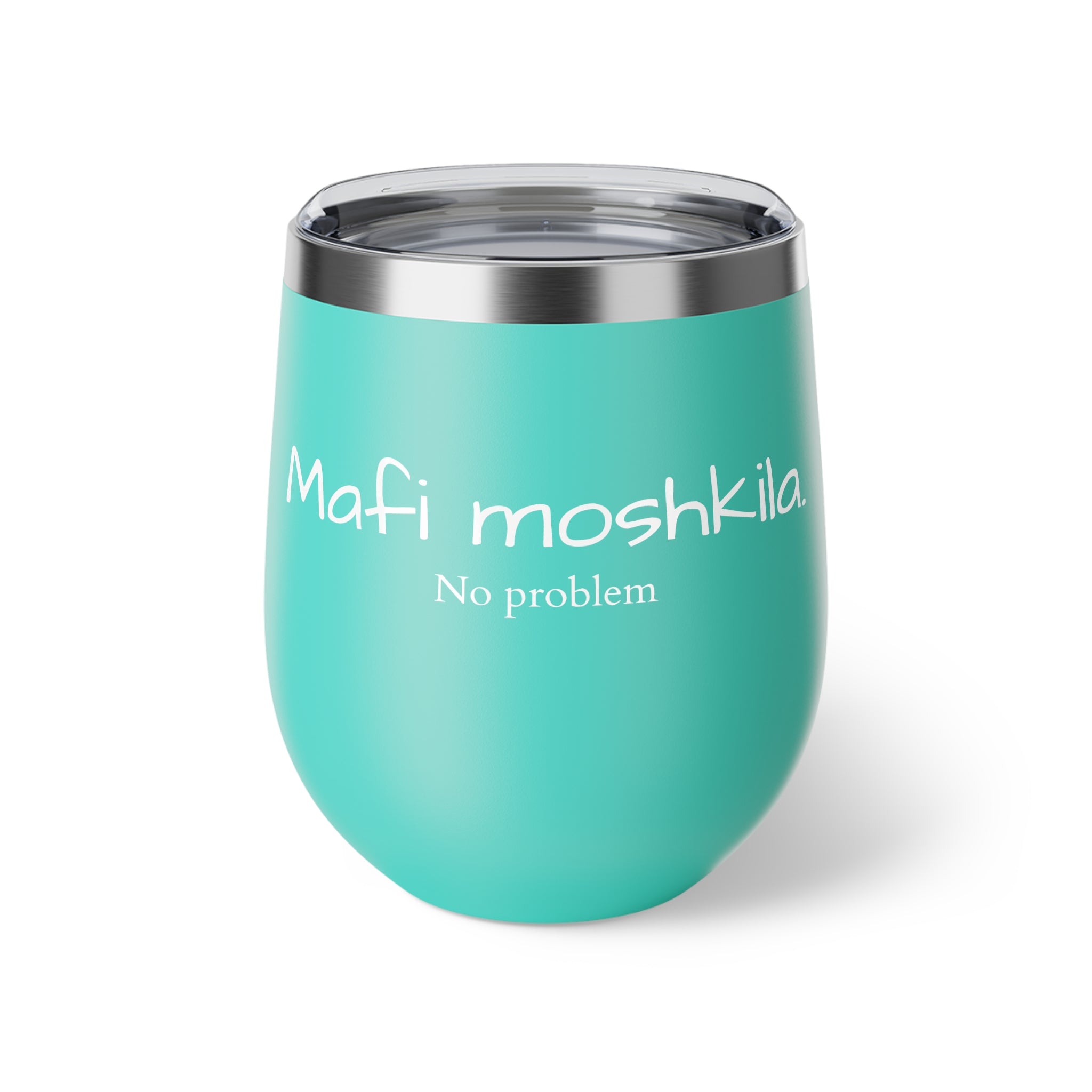 Copper Vacuum Insulated Cup, 12oz- White "Mafi Mushkila"
