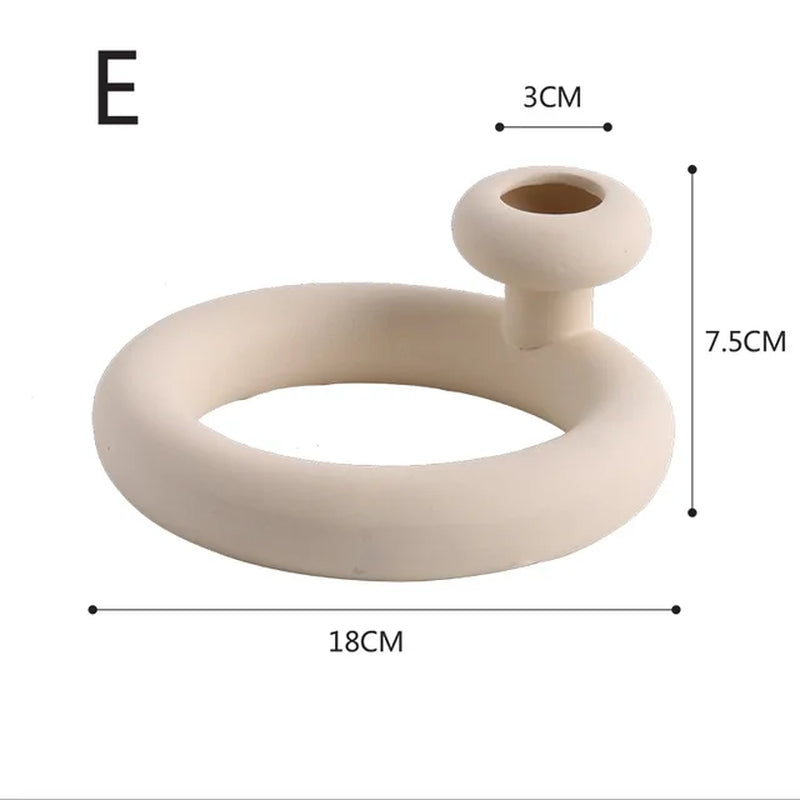 Ceramic Vase Nordic Home Decor Room Decoration Candle Holder Flower Pot Decoration Desktop Art Flower Vases Dropshipping