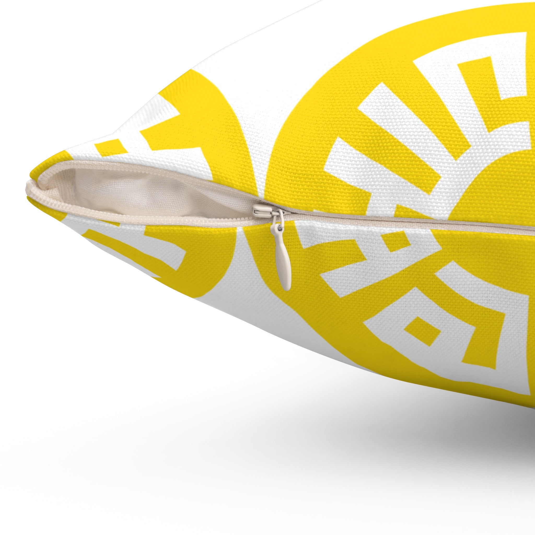 "Salam" Spun Polyester Square Pillow- Yellow