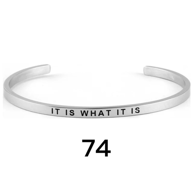 Women Stainless Steel Bangle Inspirational Bracelets Custom Mantra Cuff Band Jewelry Gift for Women