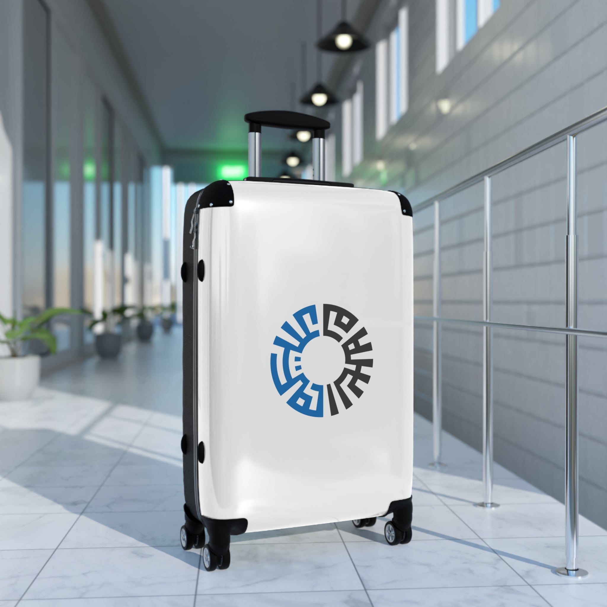 Travel Suitcase, 3 sizes- White/Blue