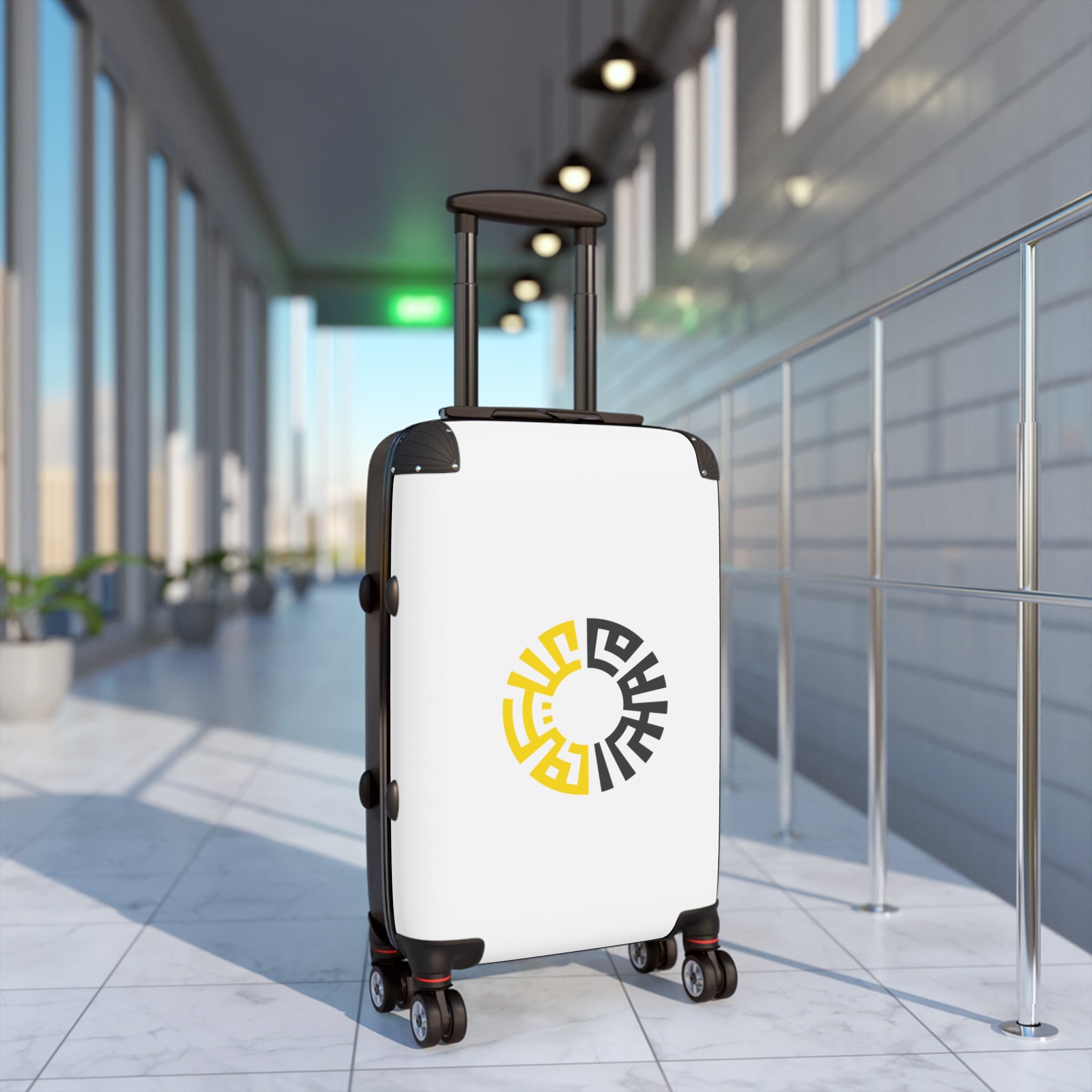 Travel Suitcases- White/Yellow